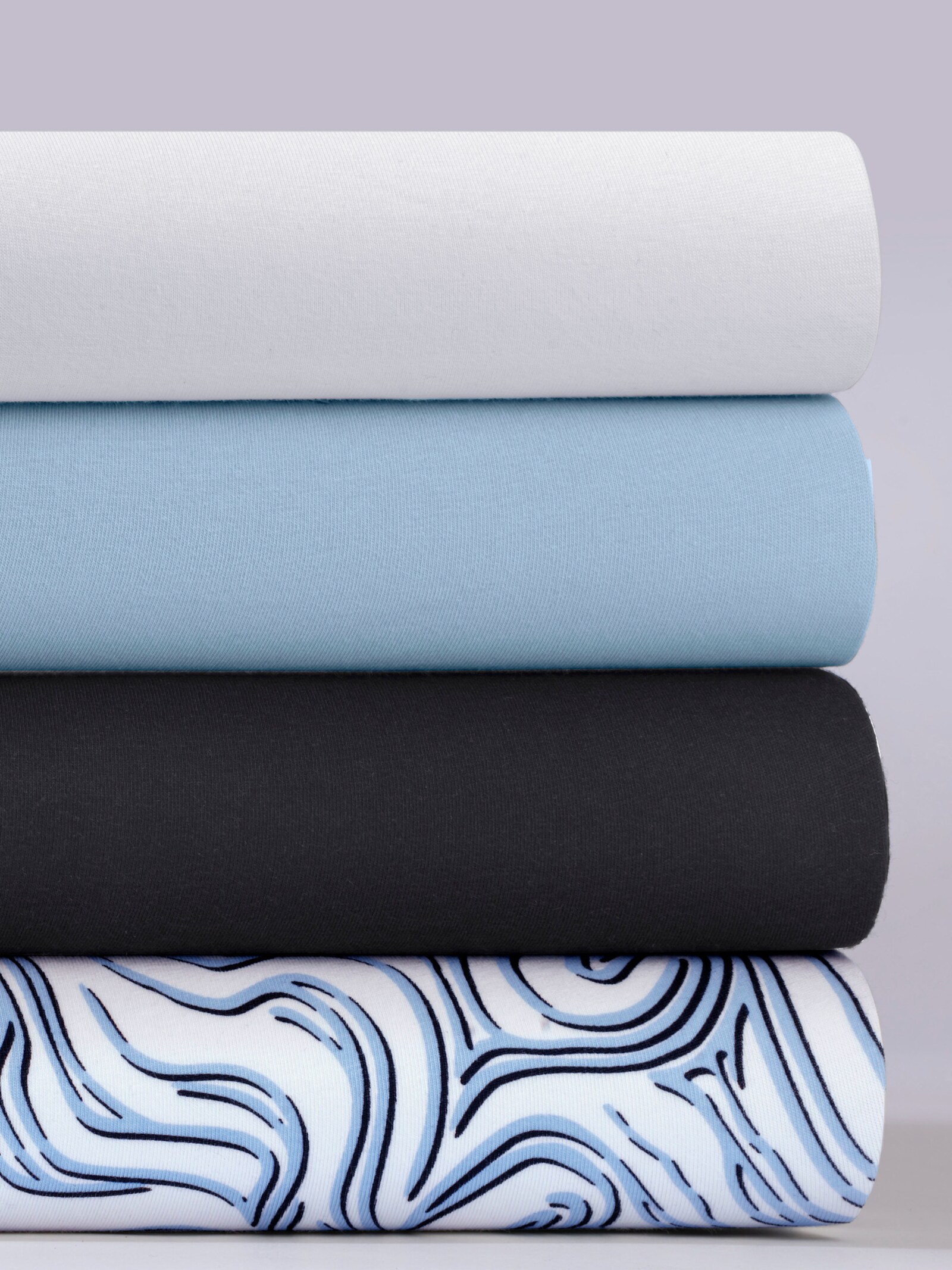 Hüftslip in der 4-Stück-Packung - ecru-bedruckt + eisblau + ecru + schwarz