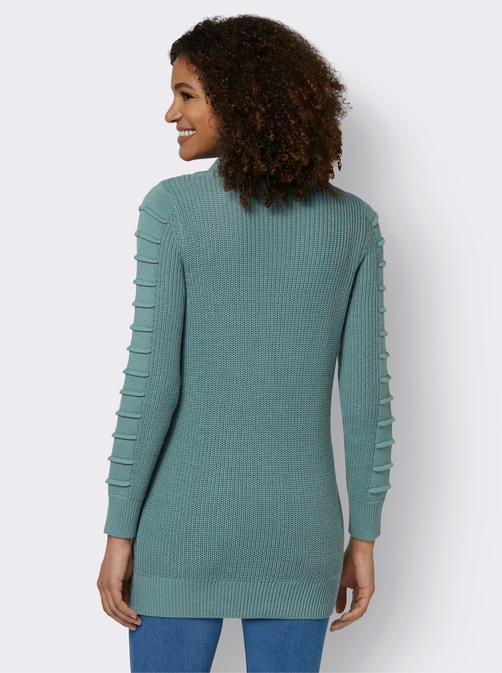 Longpullover mit Struktur-Partien - jade
