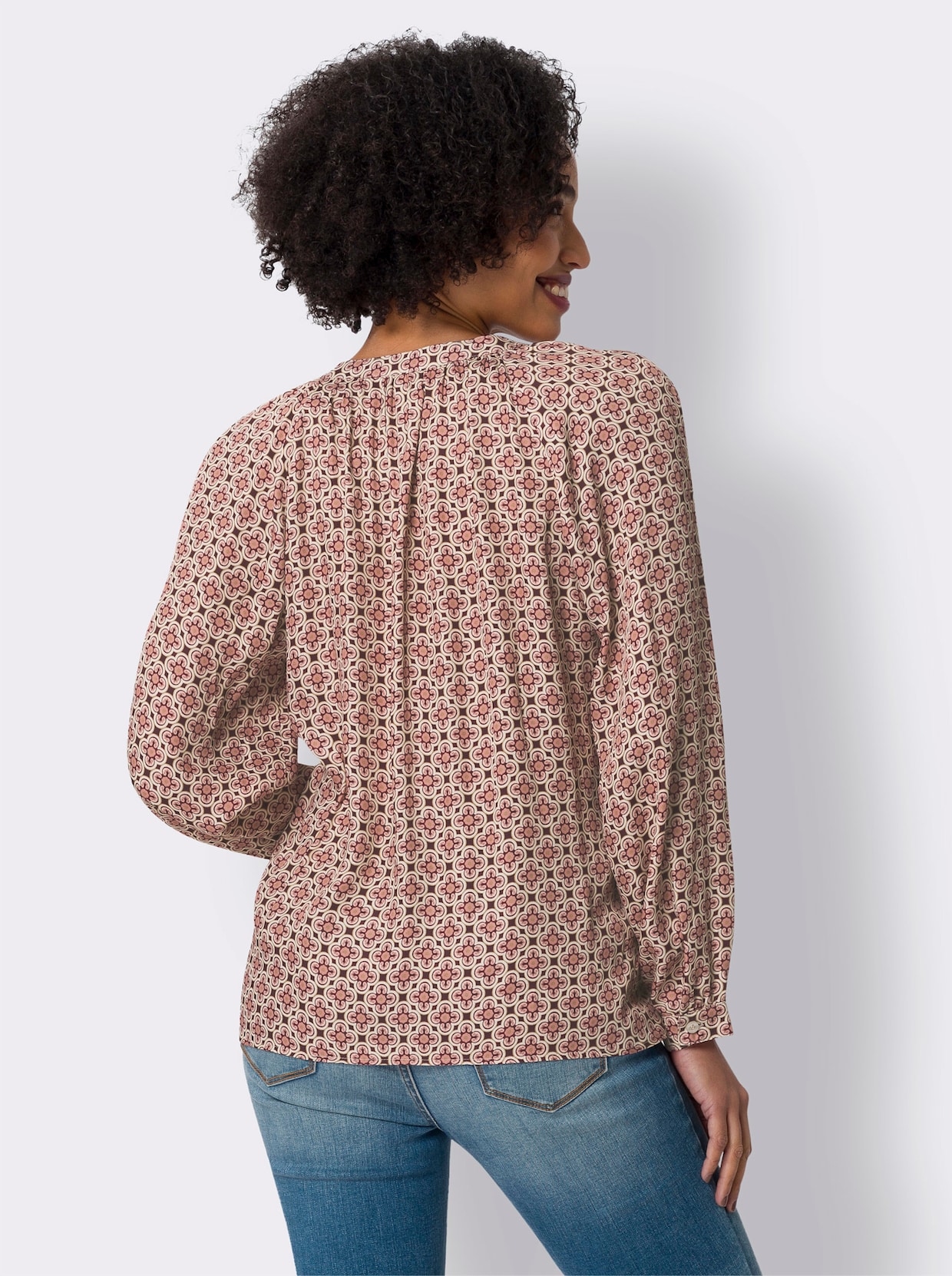 heine Comfortabele blouse - rozenkwarts/champagne bedrukt