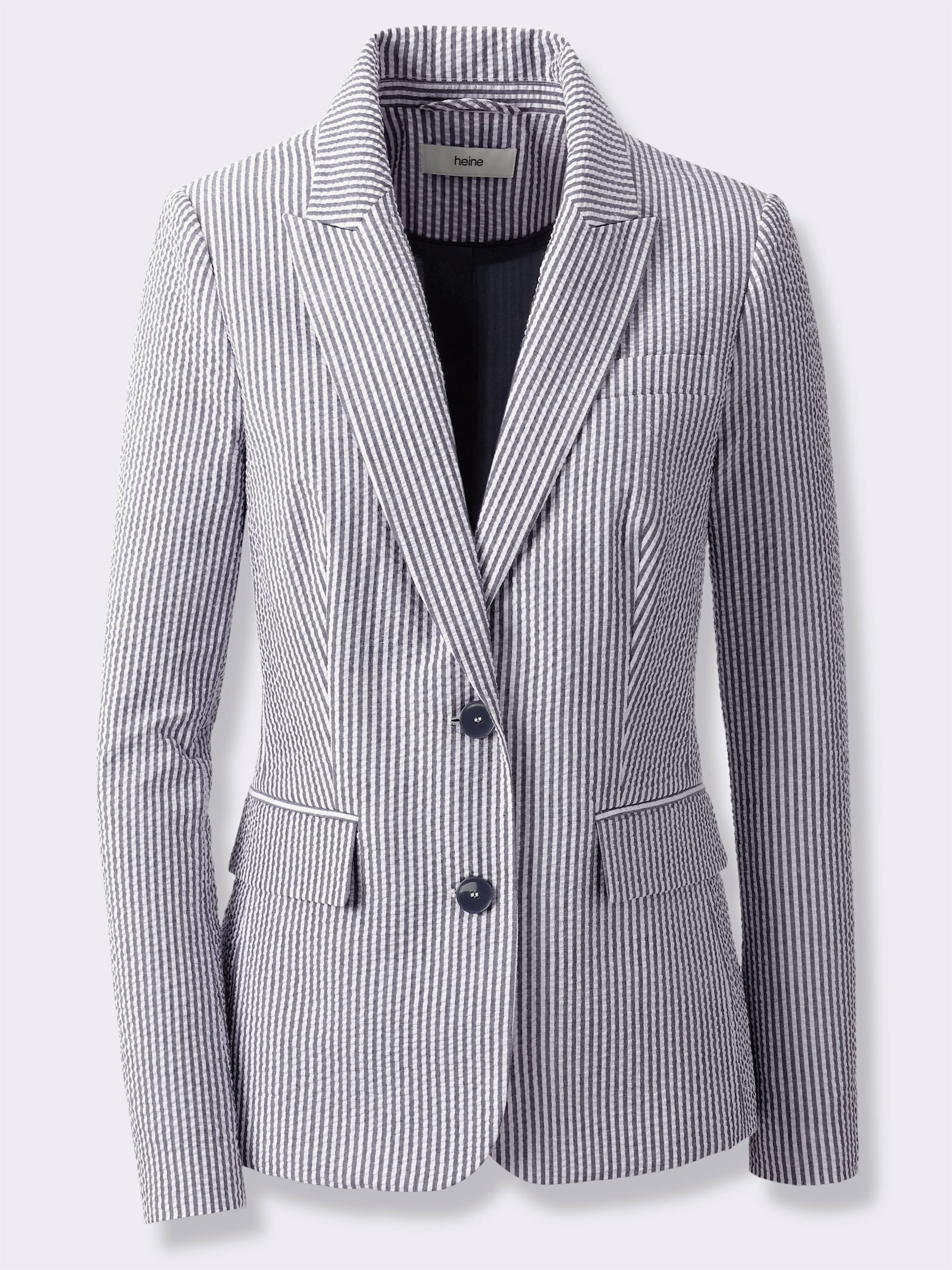 heine Blazer aus Seersucker - marine-weiß-gestreift
