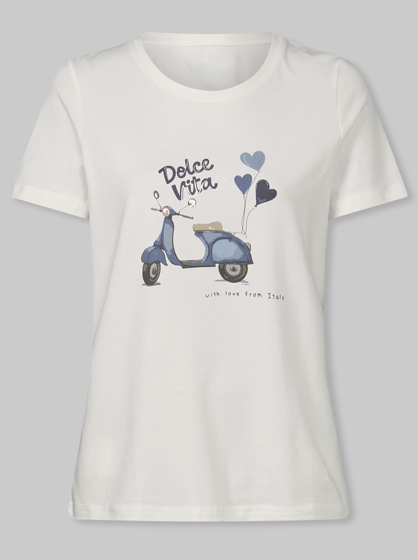 heine Kurzarmshirt mit Schriftzug - ecru