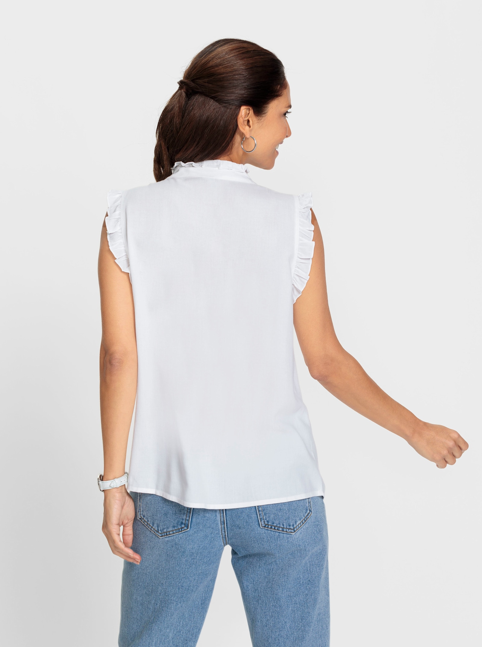 Blusentop mit kurzer Knopfleiste - weiß
