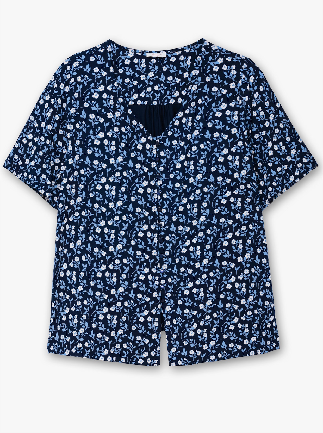 sheego Shirt - tiefblau-gemustert