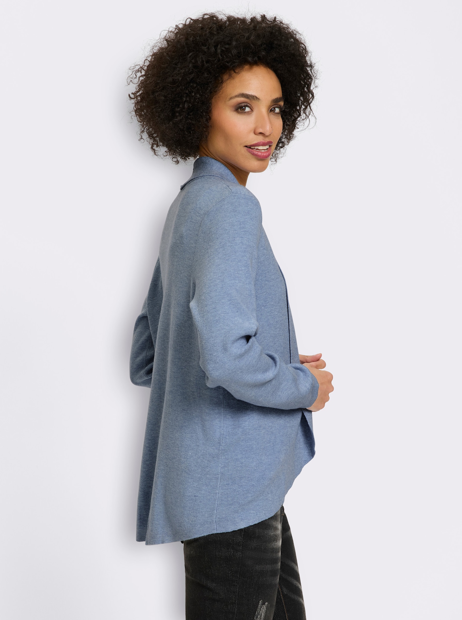 heine Feinstrickjacke mit Schalkragen - bleu-meliert