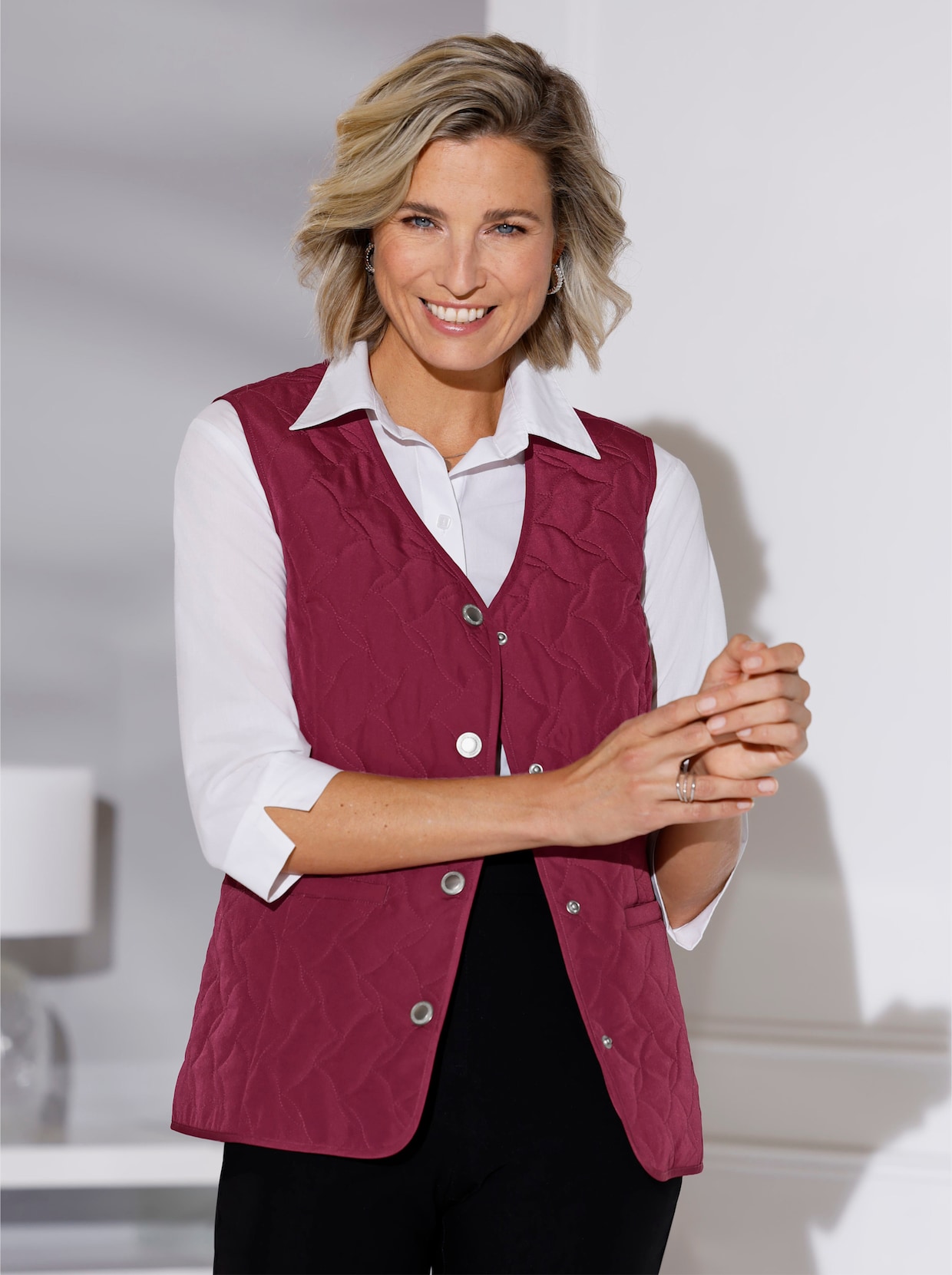 Bodywarmer met strookzakken - bordeaux