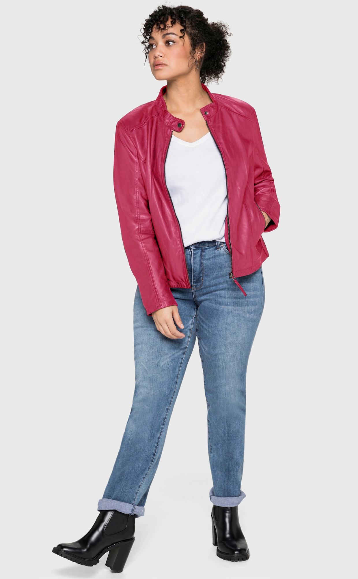 sheego Lederjacke - orchidee