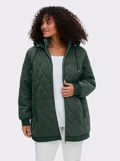 sheego Blousonjacke mit Wellensteppung, warm wattiert - moos