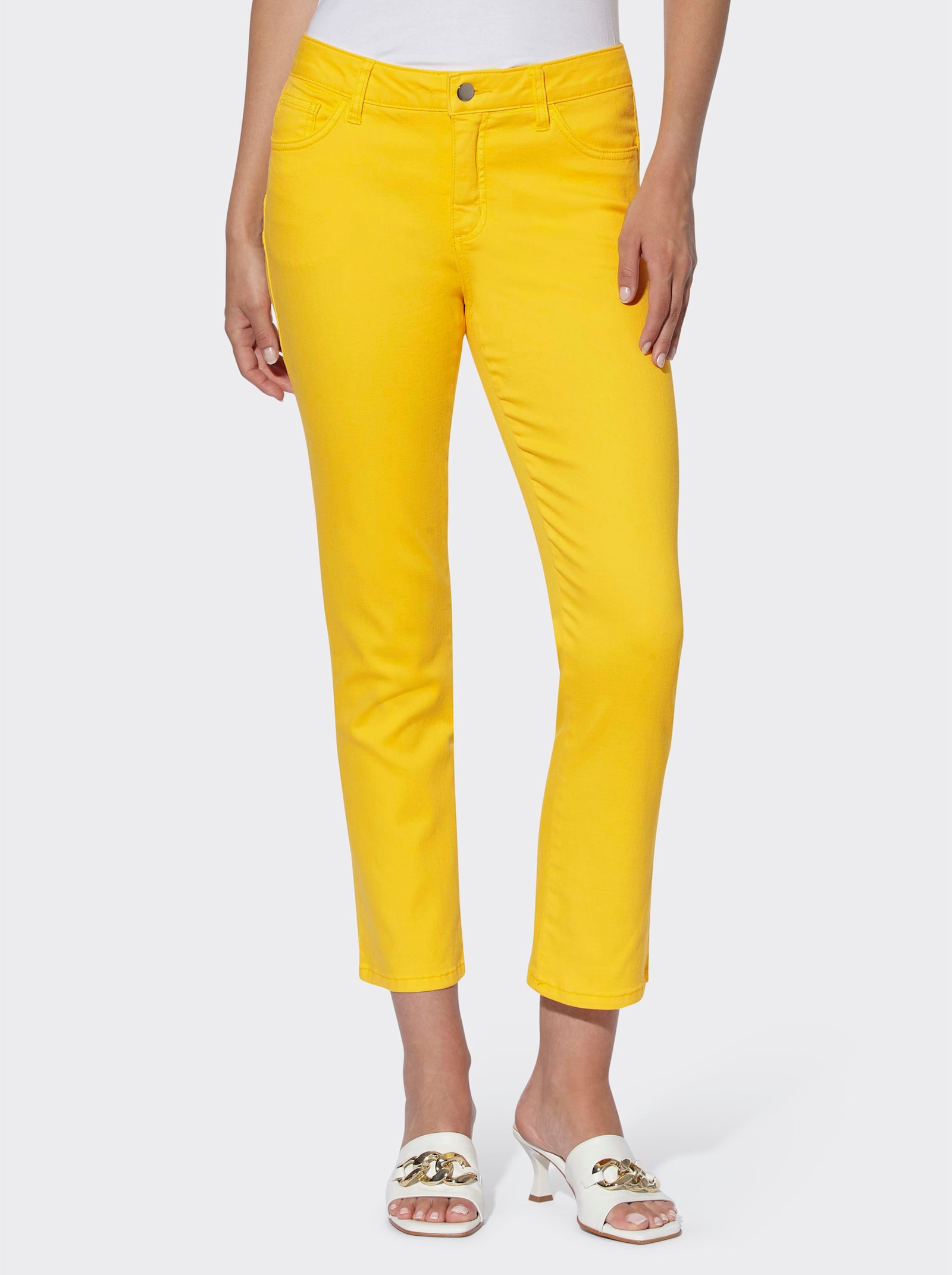 heine Push-up-Jeans mit Glitzer-Appilkation - sonnengelb