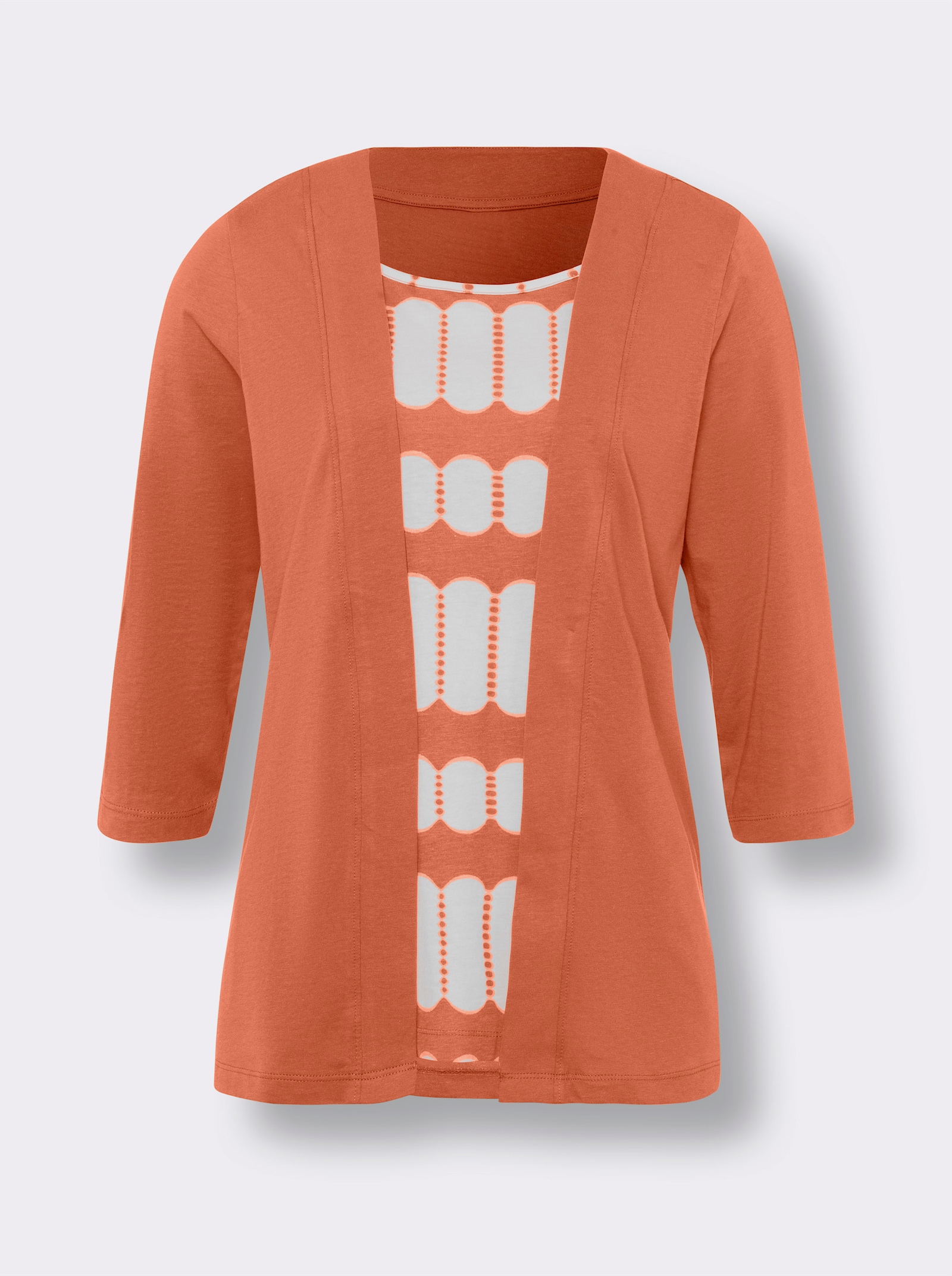 2-in-1-Shirt mit bedrucktem Einsatz - papaya