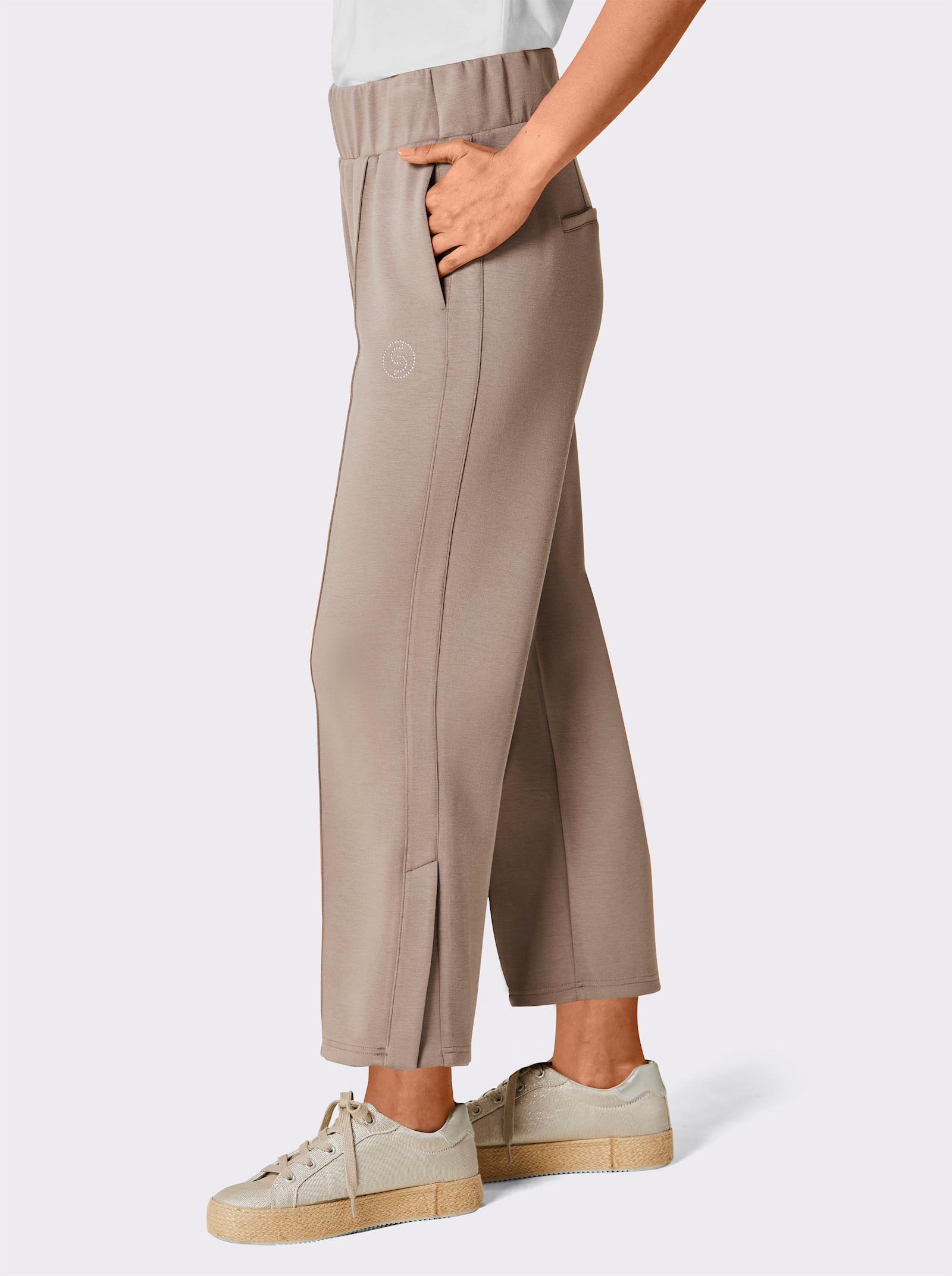 CREATION L PREMIUM Sweathose mit verdecktem Beinschlitz - taupe