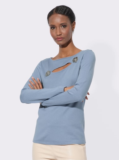 Feinstrickpullover mit Cut-Out - bleu