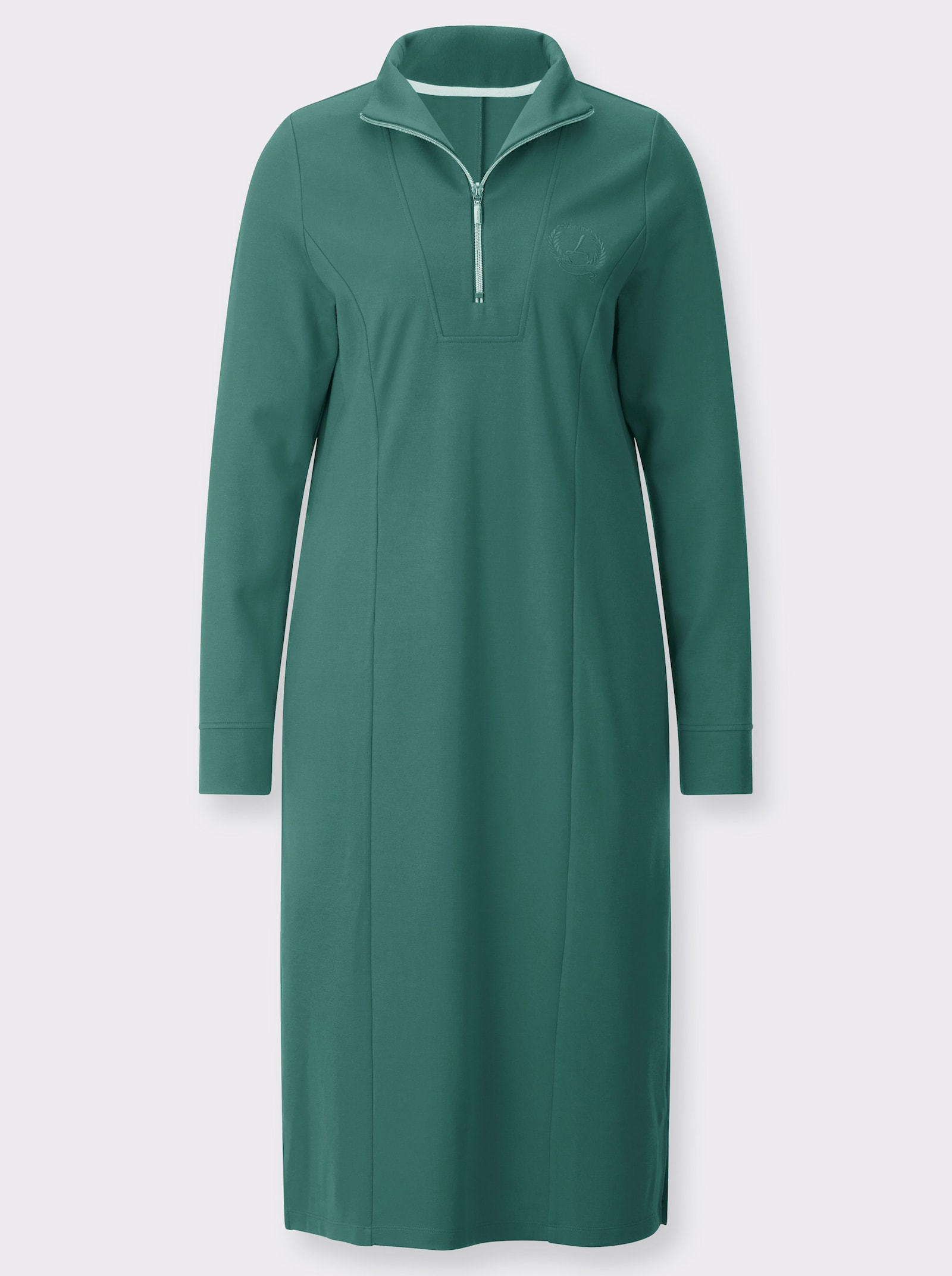 Jerseykleid mit Saumschlitzen - smaragd