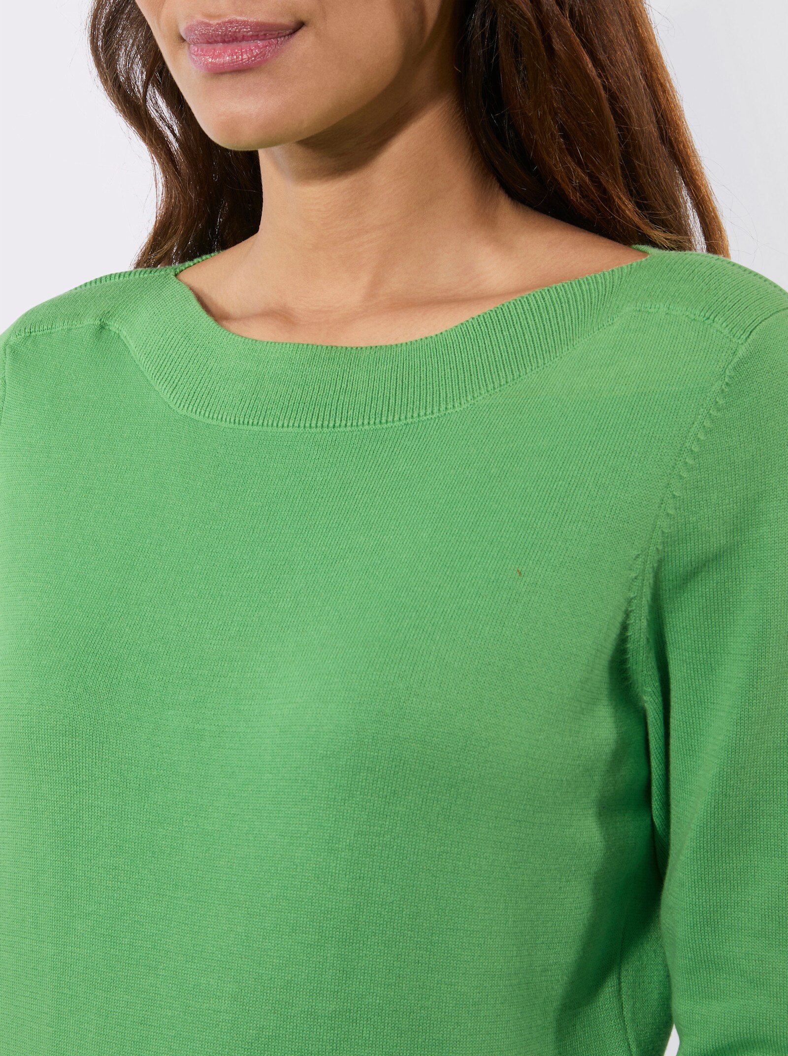 3/4 Arm-Pullover mit U-Boot-Ausschnitt - apfel
