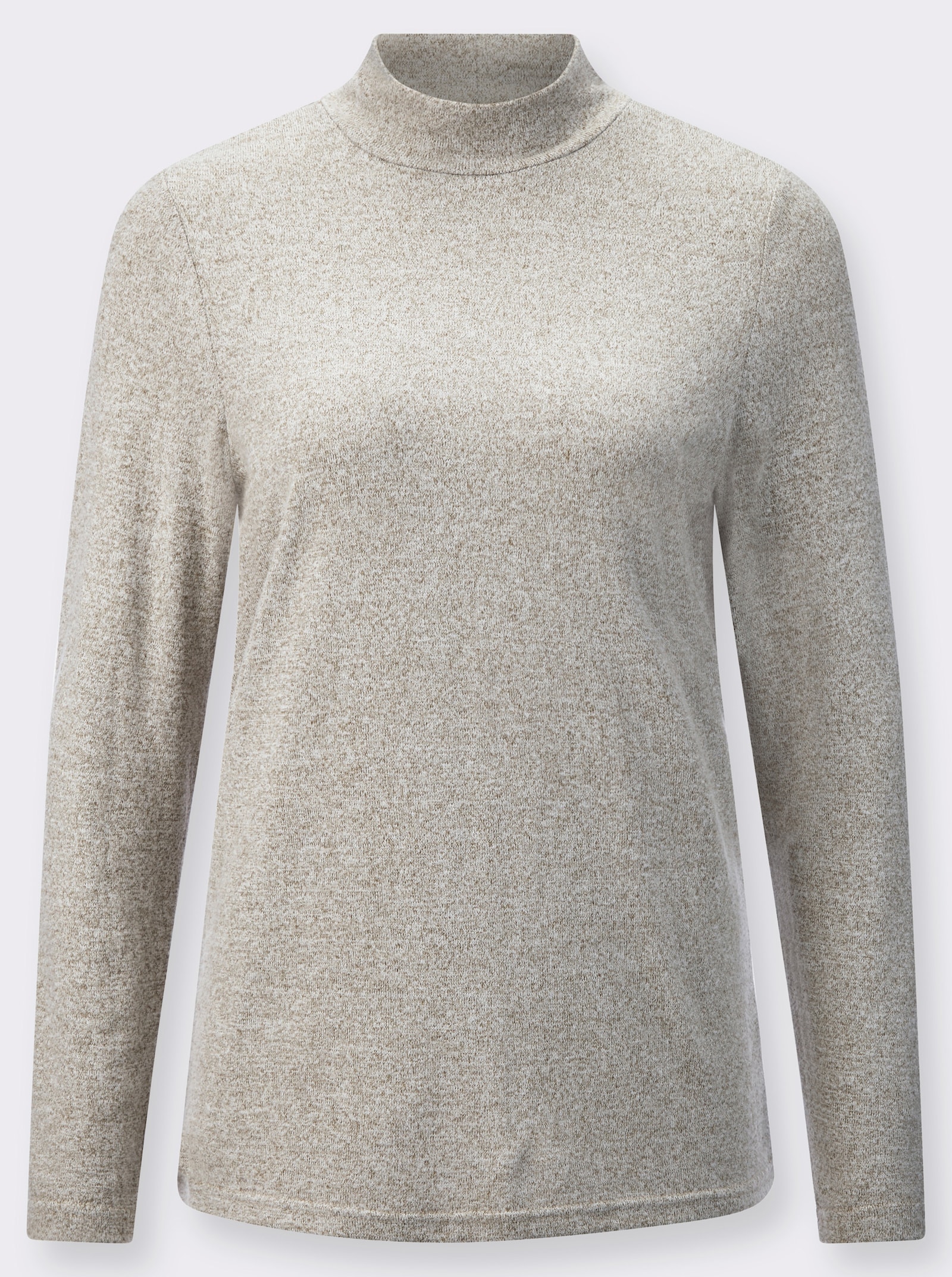 Stehkragenshirt in wärmender Qualität - schlamm-meliert