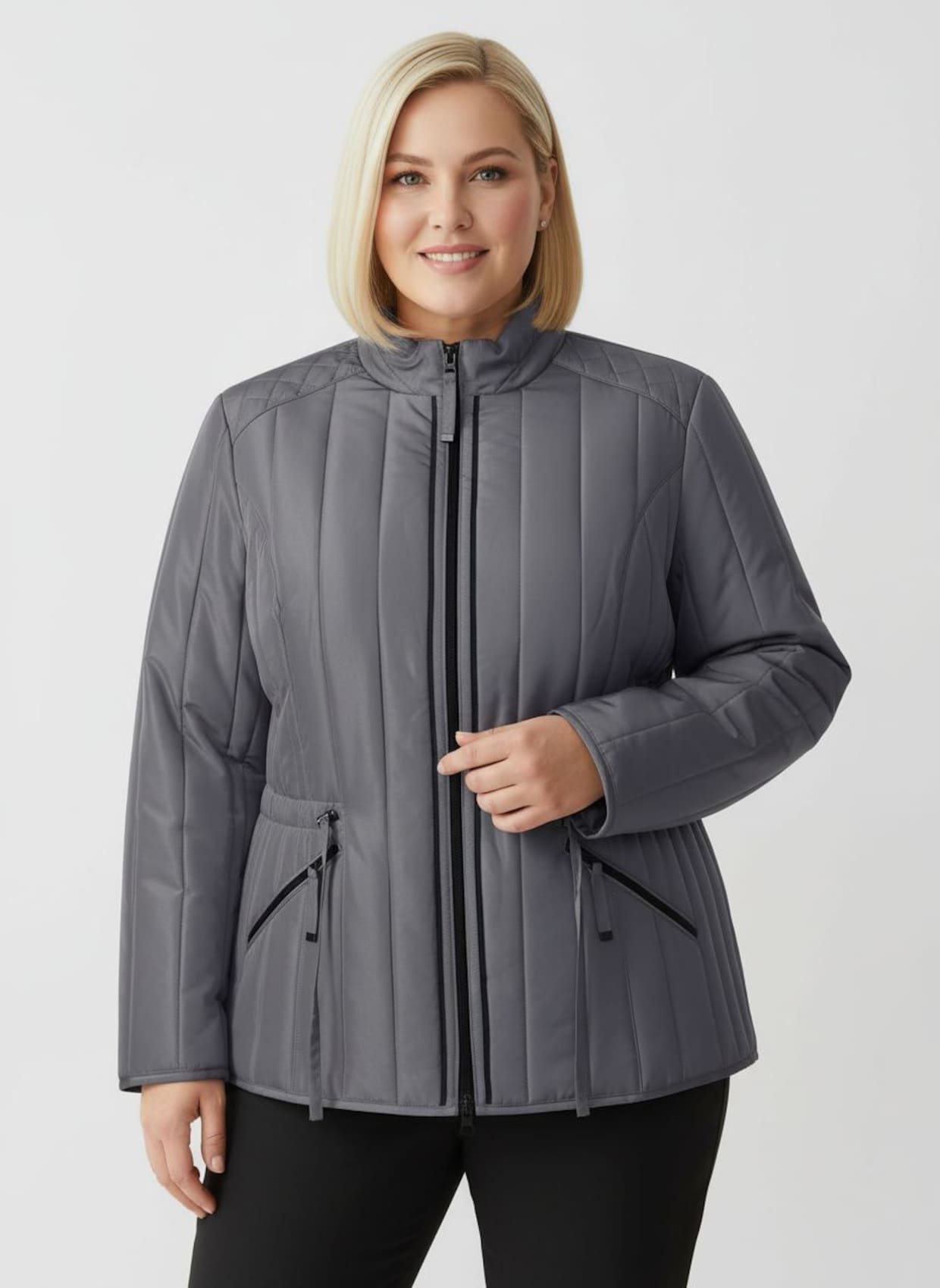 Steppjacke mit Längssteppung - anthrazit