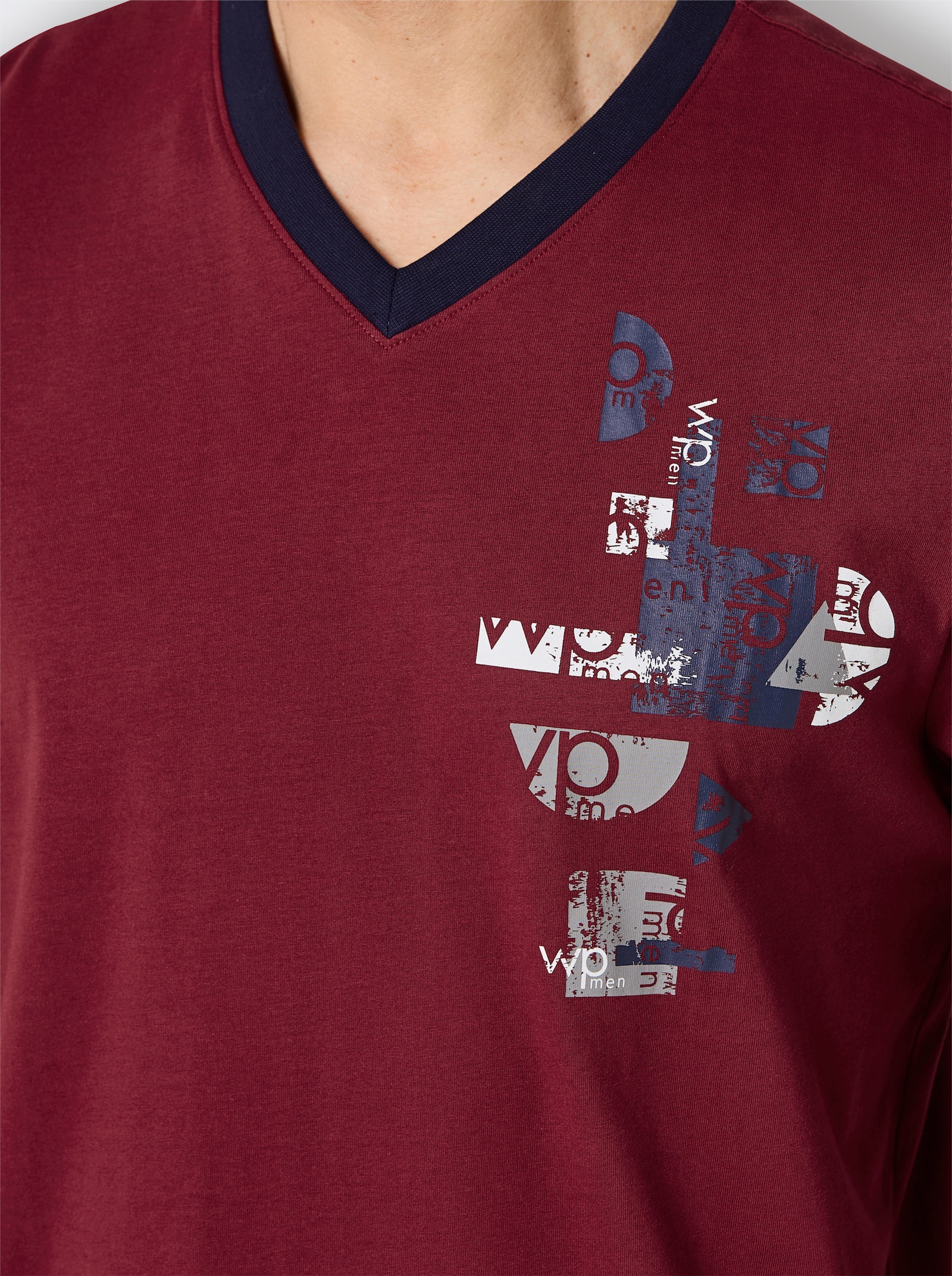 wäschepur men Schlafanzüge - dunkelrot-bedruckt + marine-bedruckt