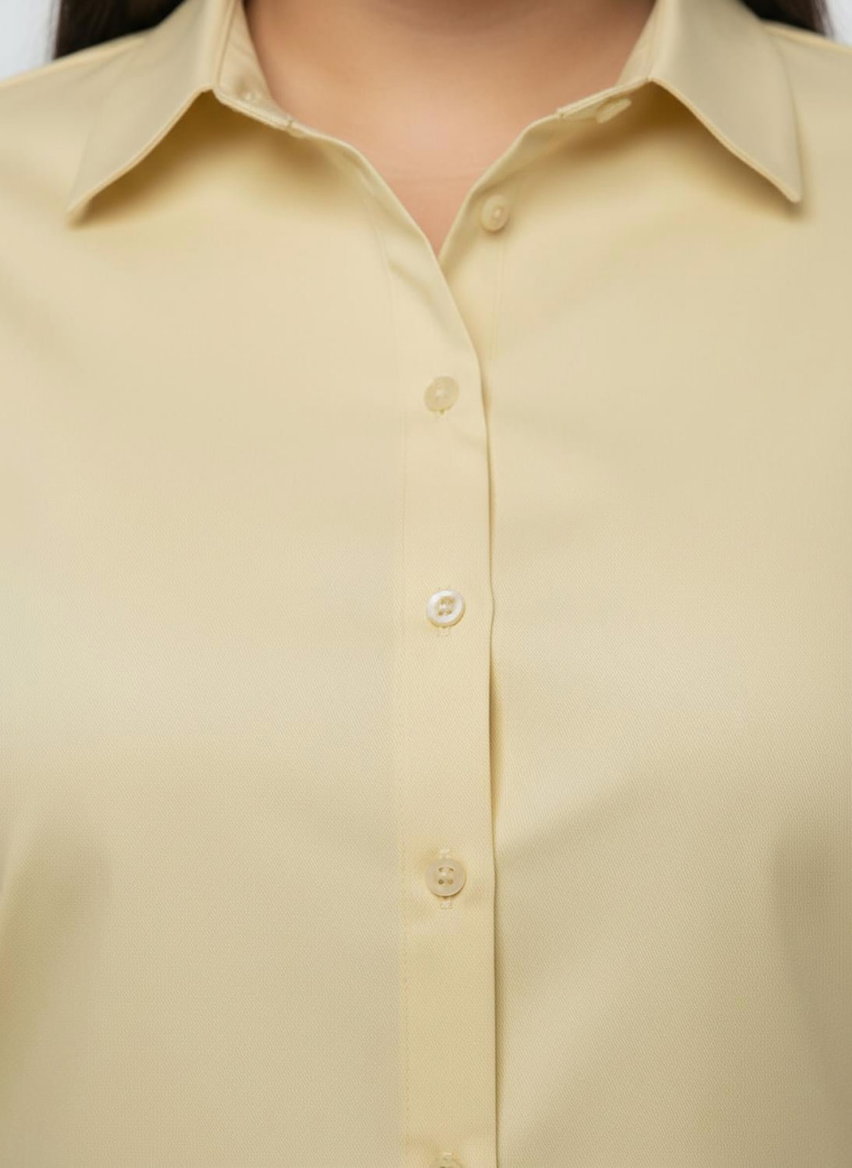 Hemdbluse mit 3/4-Ärmeln - vanillegelb