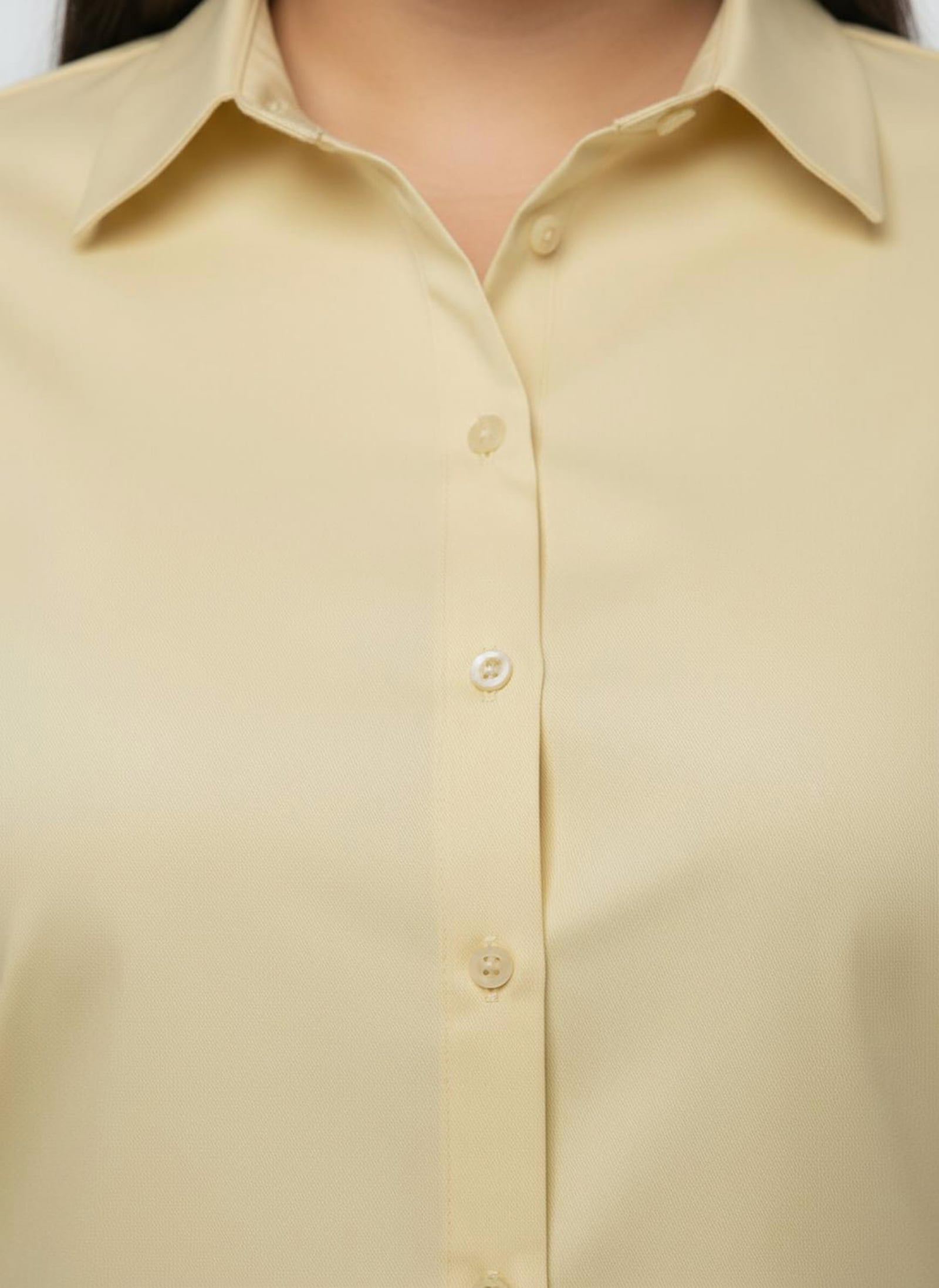 Hemdbluse mit 3/4-Ärmeln - vanillegelb