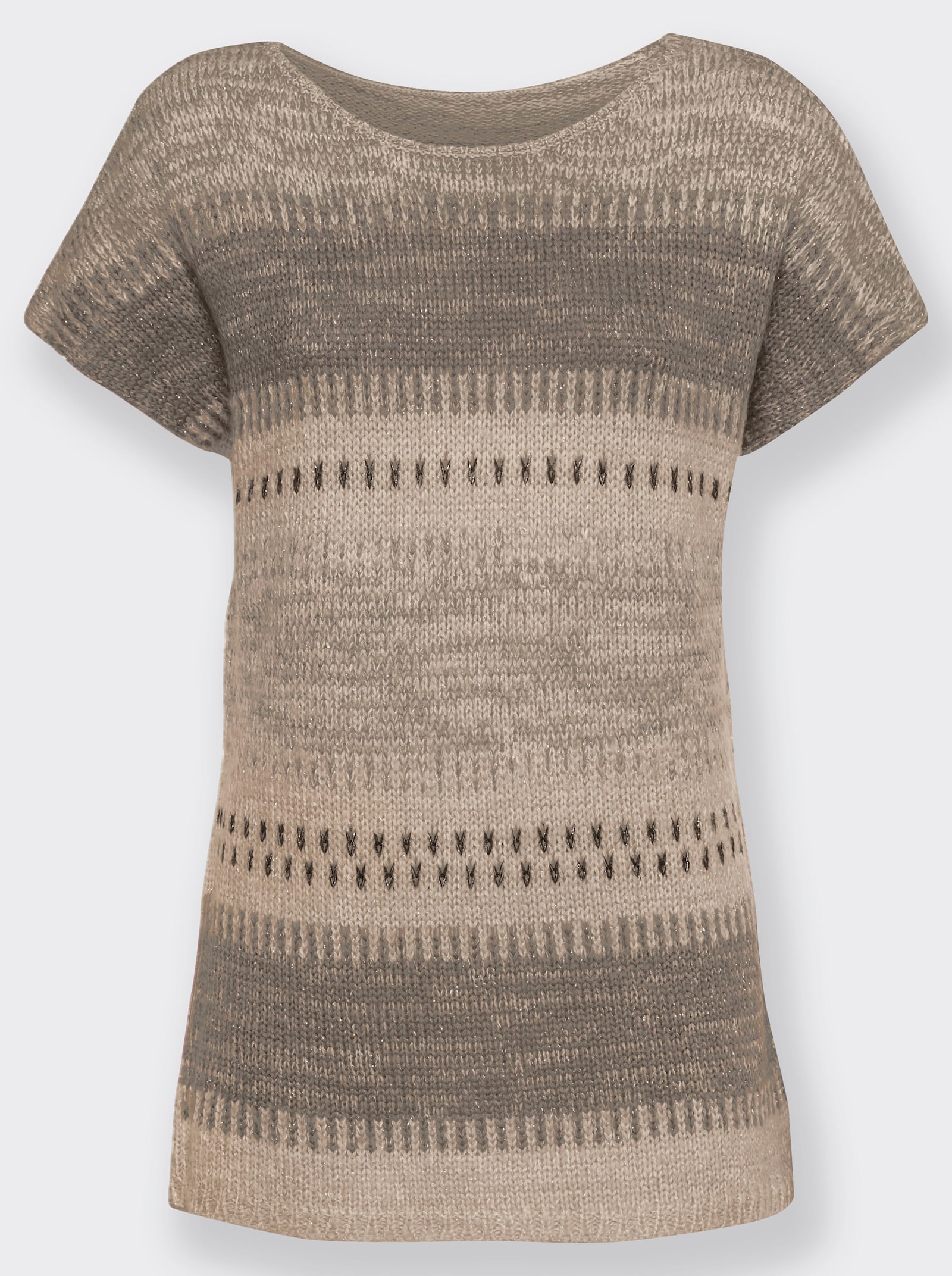 Slip-over met glansgaren - ivoor/sesam gedessineerd