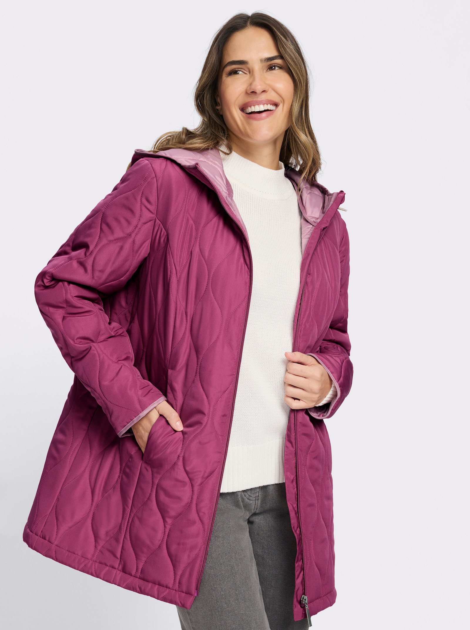 Steppjacke mit kontrastfarbenem Futter - erika