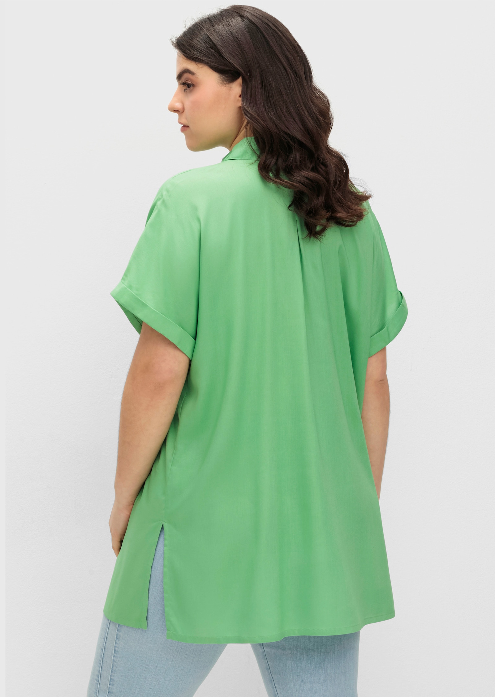 Longbluse mit hohen Seitenschlitzen - apfel