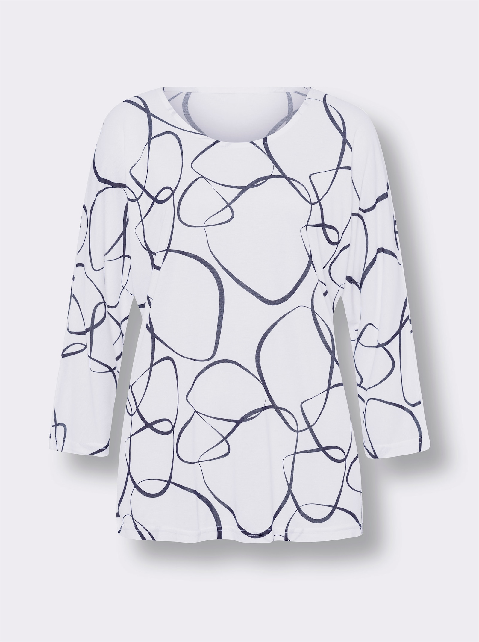 Fritidstopp med mönster - vit-marin, tryckt