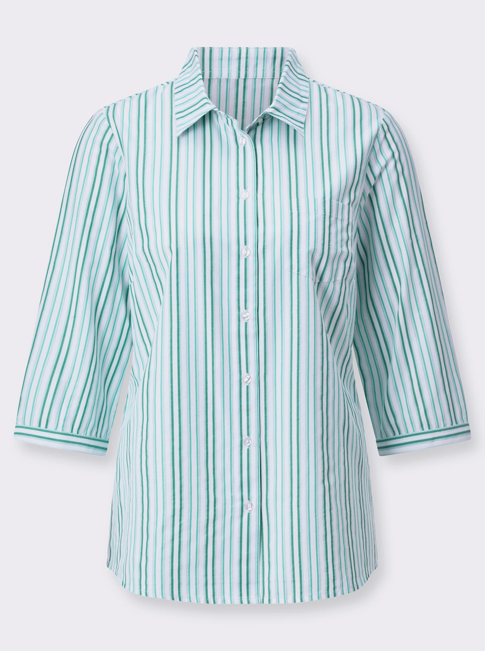 Gestreifte Bluse mit 3/4-Ärmeln - blaugrün-mint-gestreift