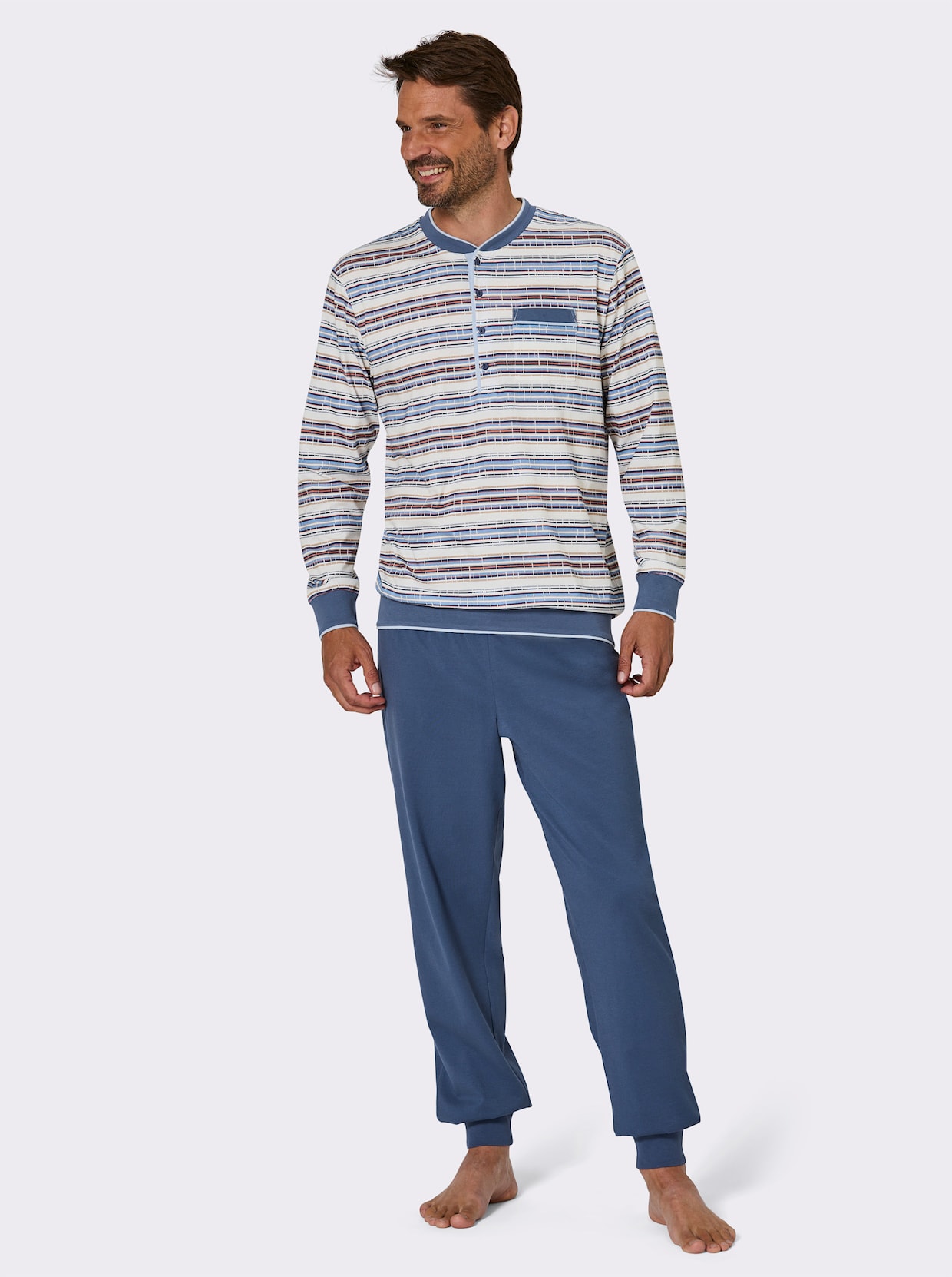 KINGsCLUB Schlafanzug - jeansblau-bleu-bedruckt