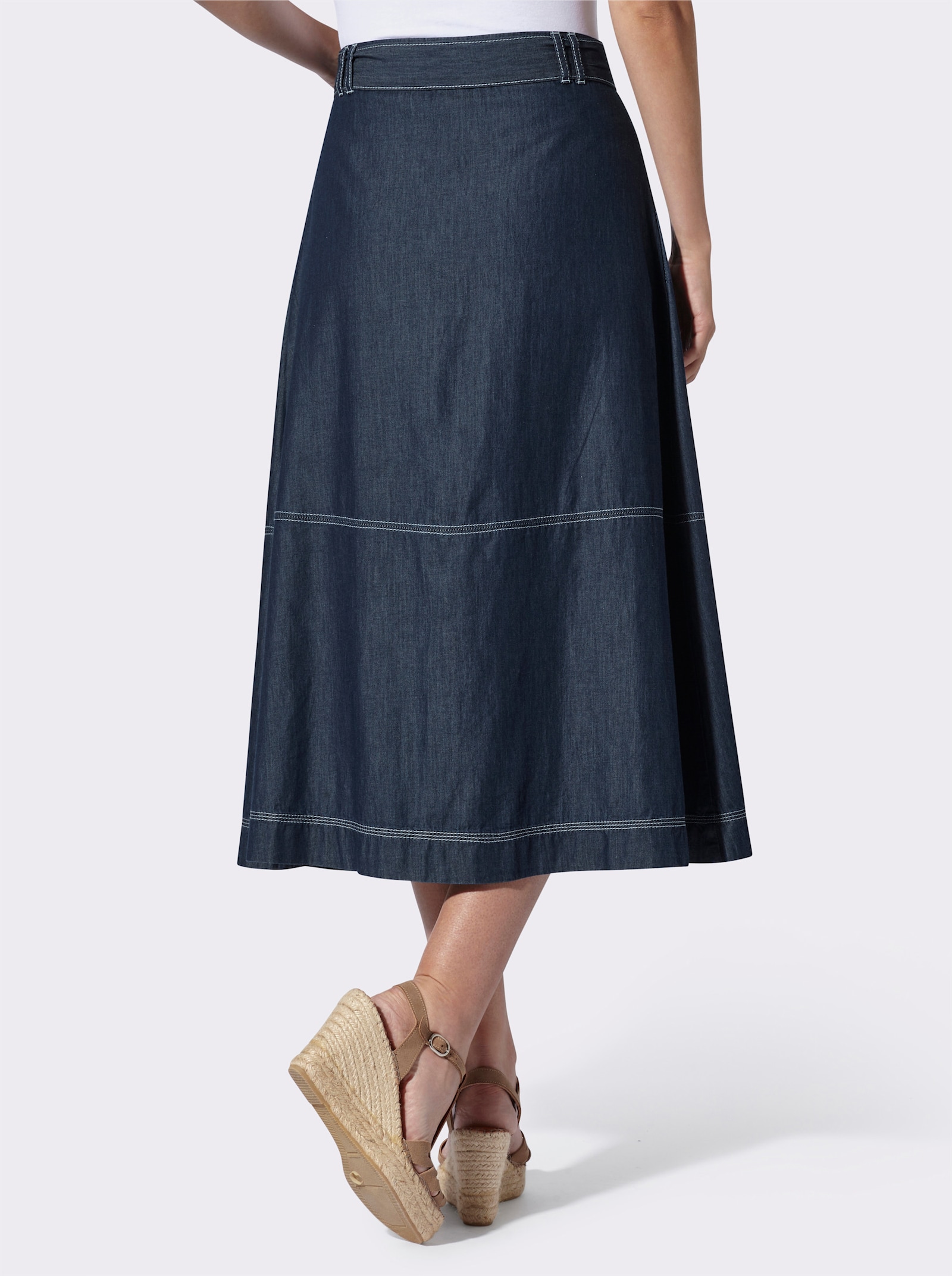 heine Jeansrock mit Kontrastnähten - blue-stone-washed