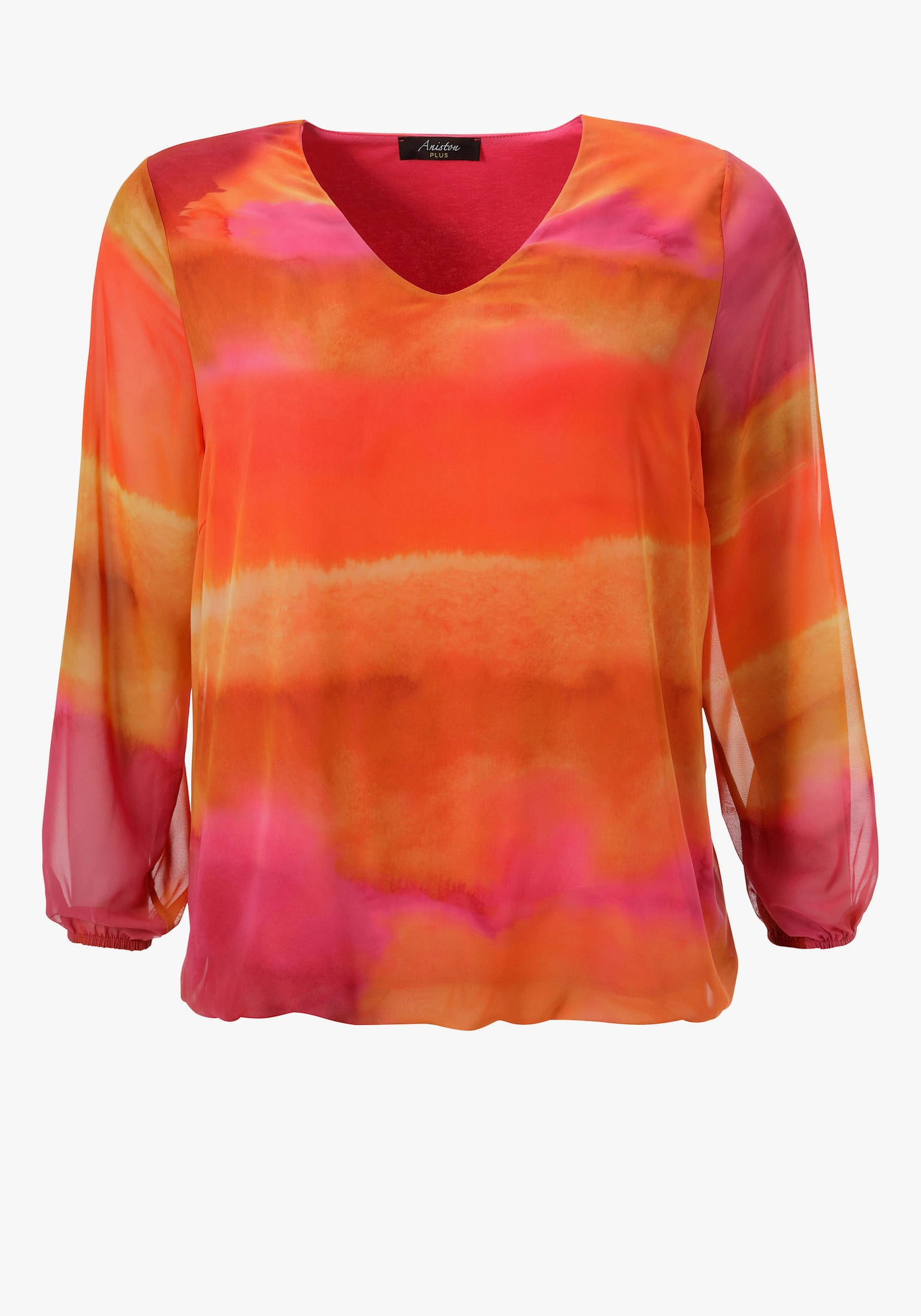 Aniston PLUS Schlupfbluse - pink-orange-gelb