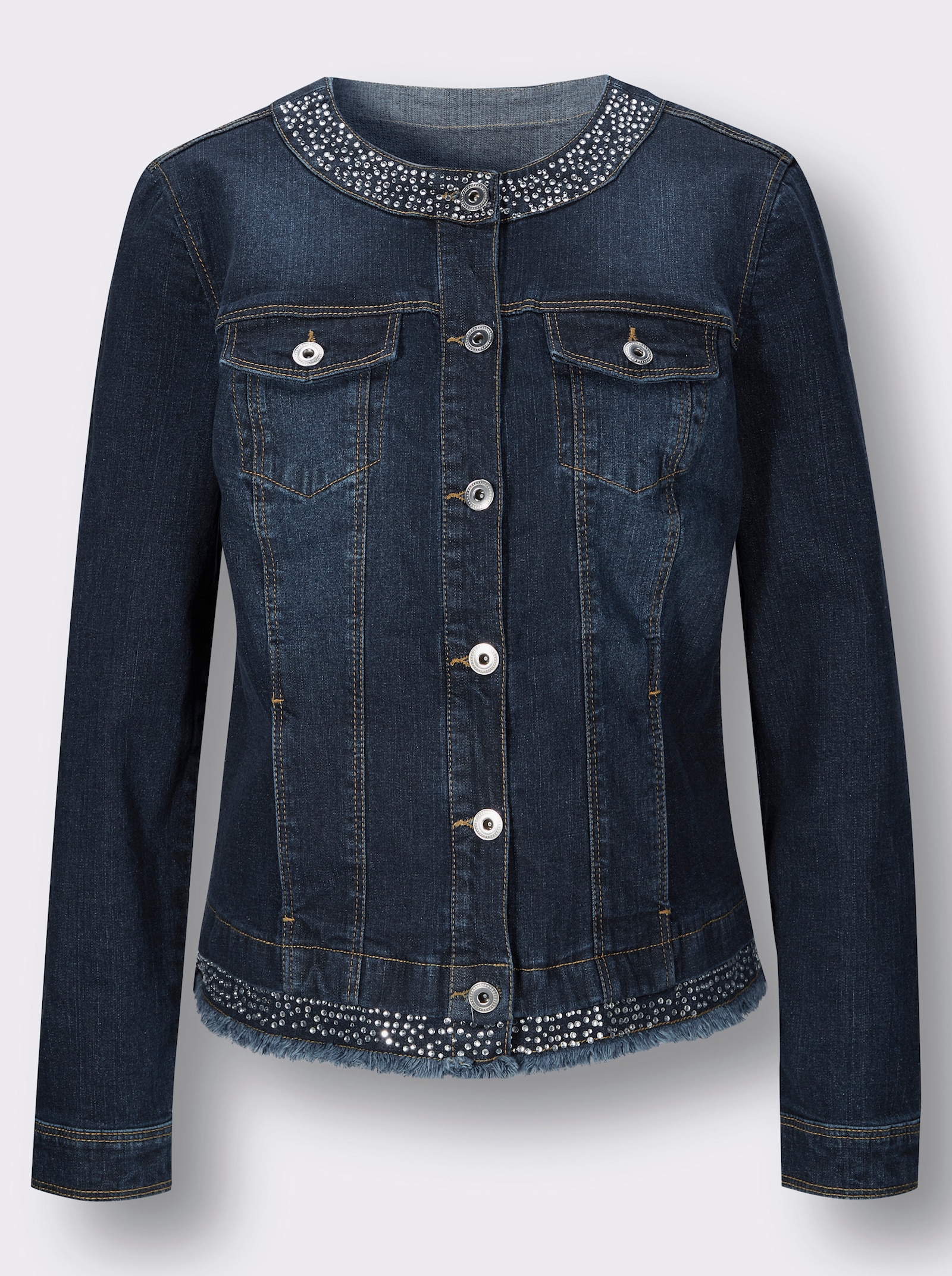 Jeansblazer mit Fransenkanten - dark blue