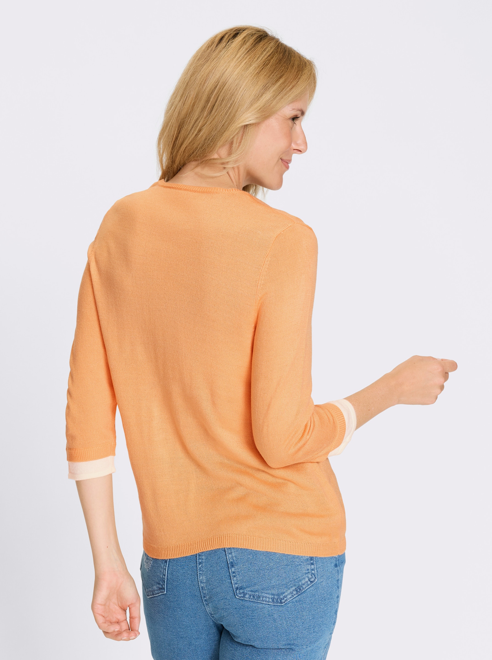 2-in-1-Pullover mit Kontrast-Einsätzen - apricot