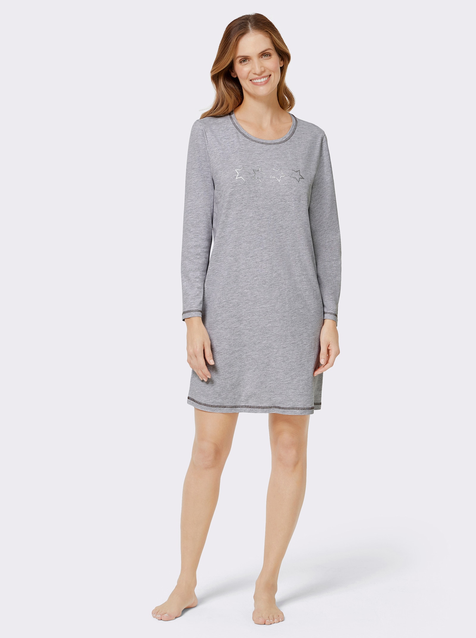 wäschepur Långärmade nattlinnen - grå + grå, randig