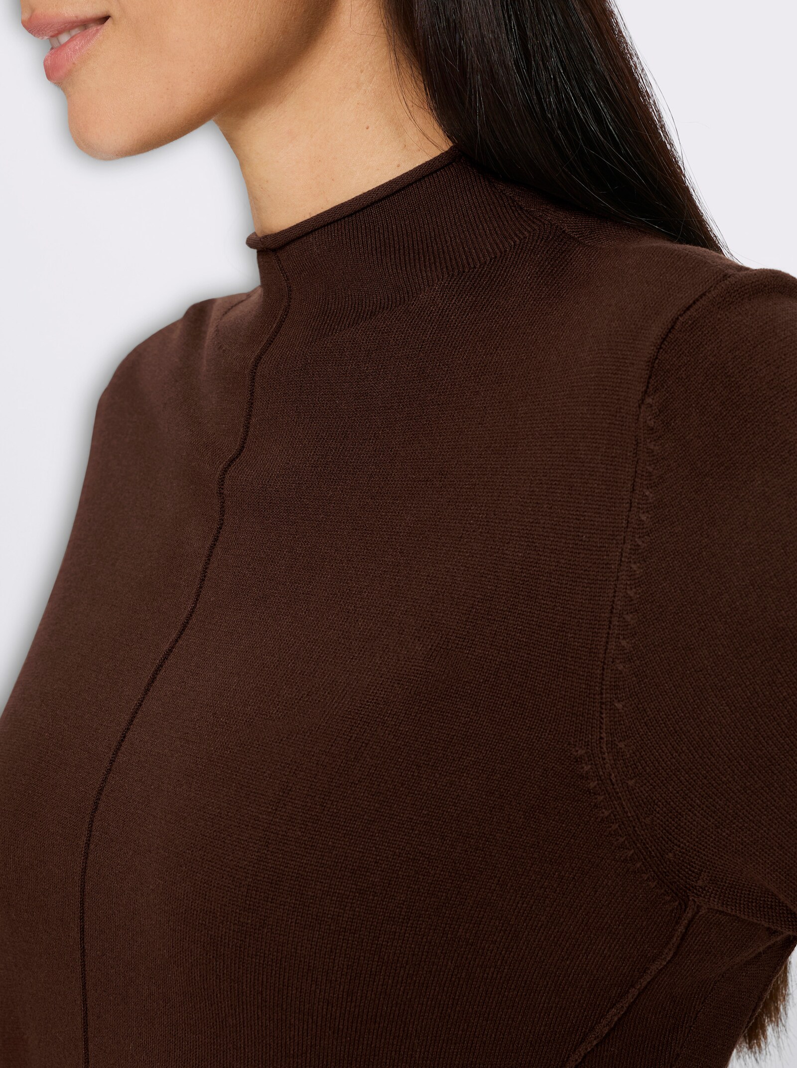 heine Strickkleid mit Stehkragen - schoko