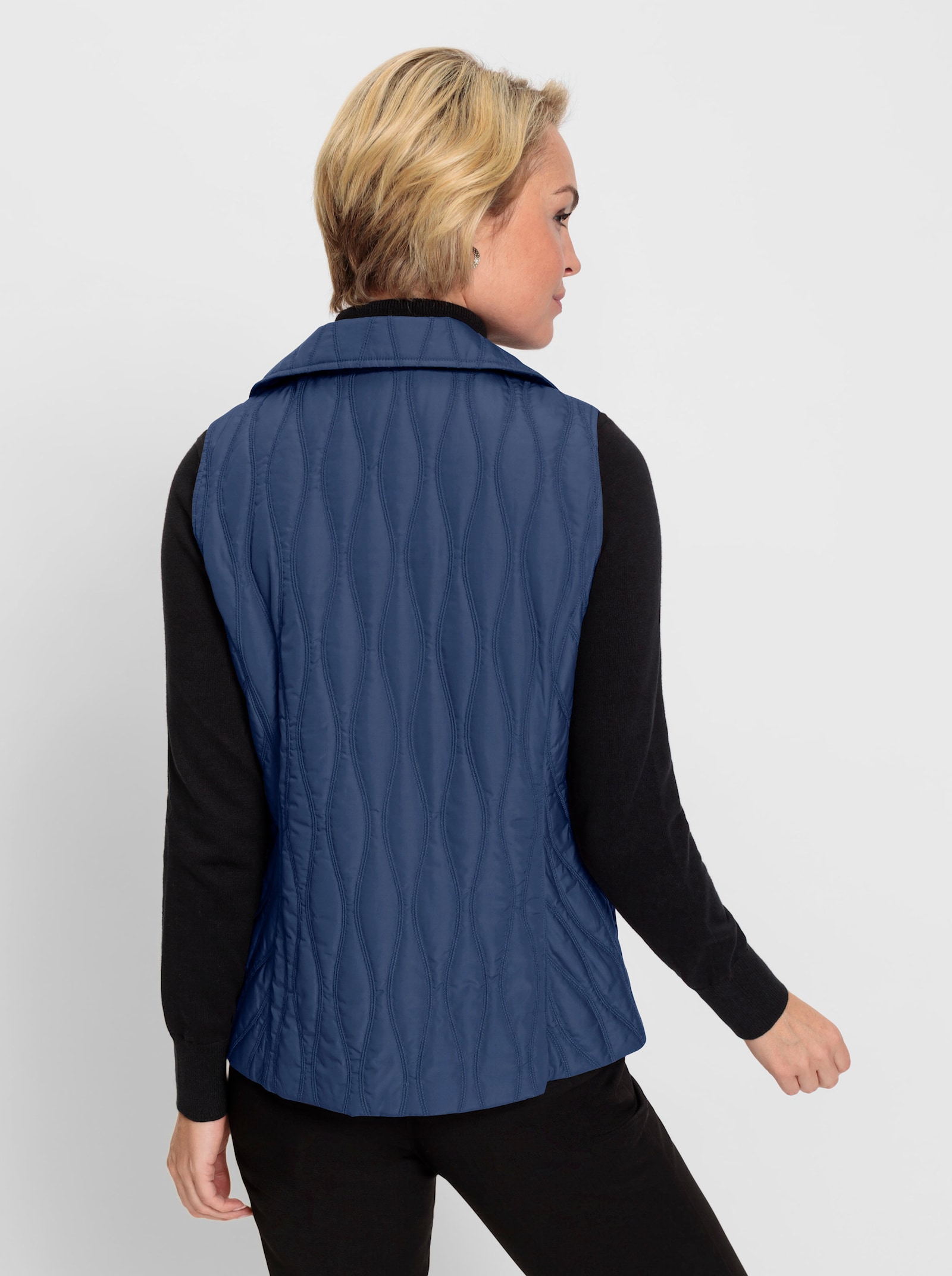 Steppweste mit Umlegekragen - jeansblau