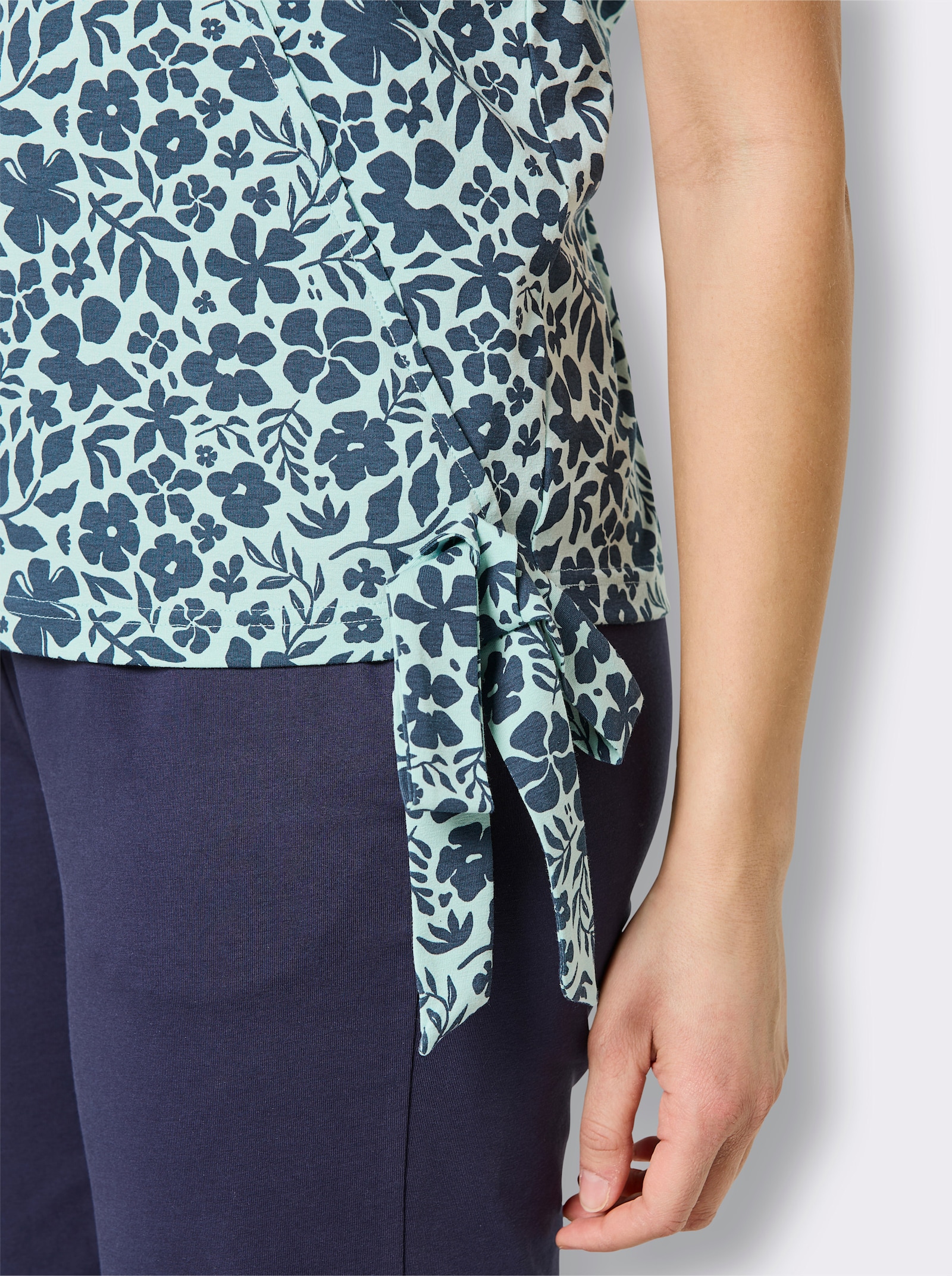 Catamaran Sports Funktionsshirt in Wickel-Optik - dunkelblau-mint-gemustert