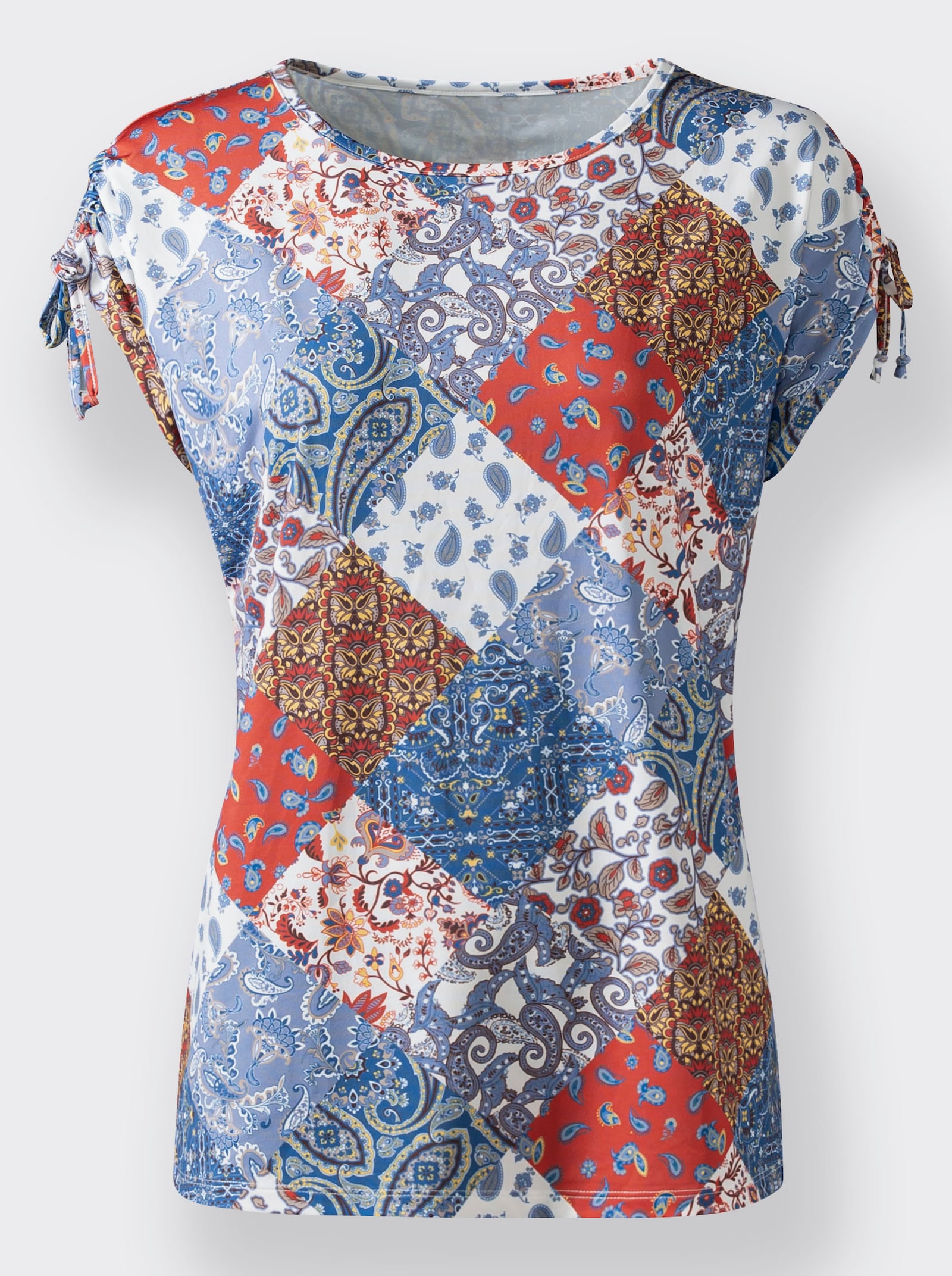 Print-Shirt mit Patch-Druck - taubenblau-bedruckt