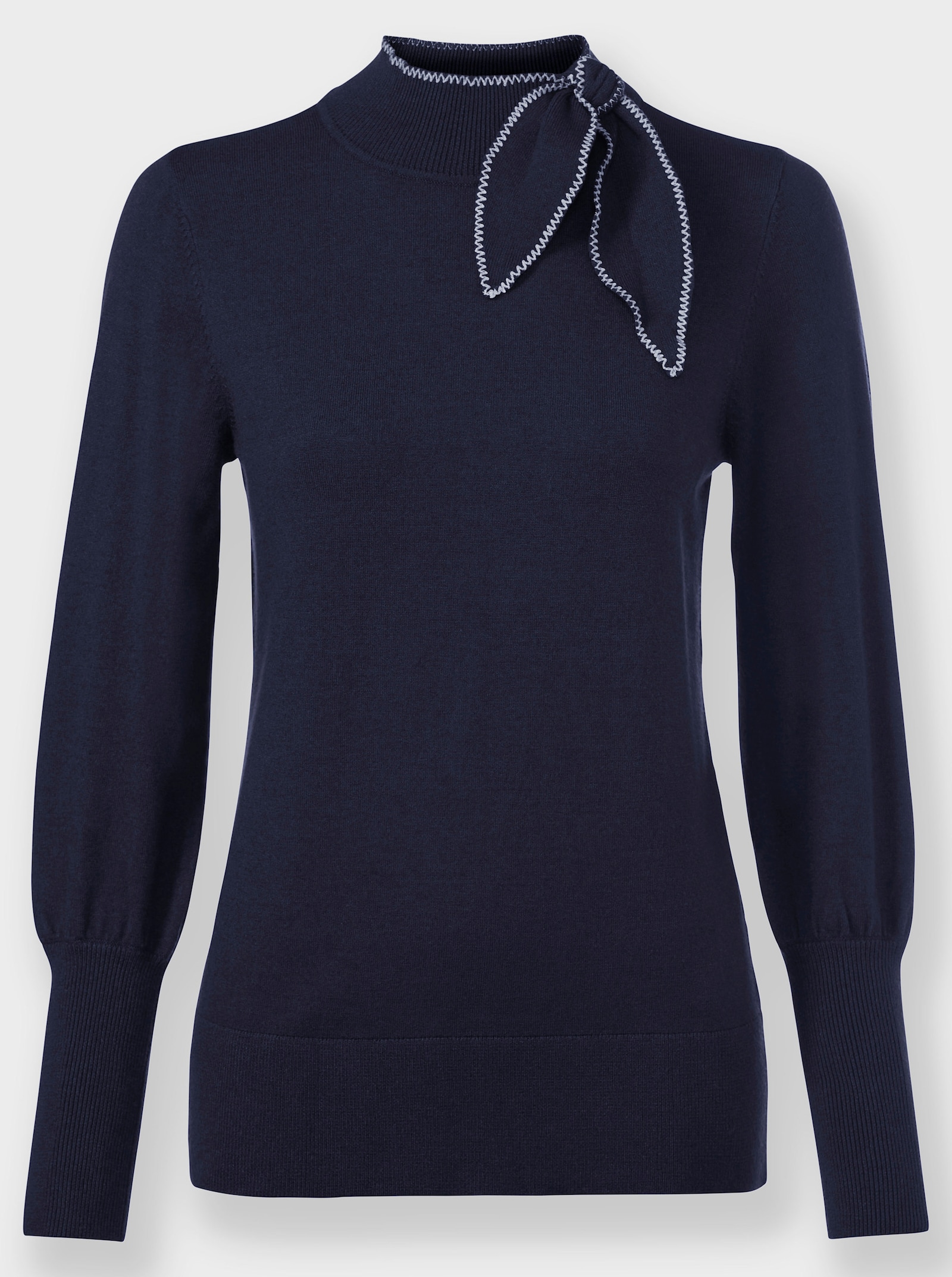 heine Stehkragenpullover mit seitlicher Schluppe - marine