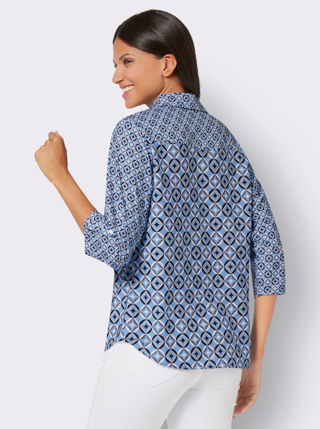 Blouse met print - hemelsblauw/marine bedrukt