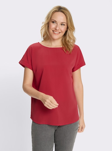 Schlupfbluse in Crinkle-Qualität - erdbeere