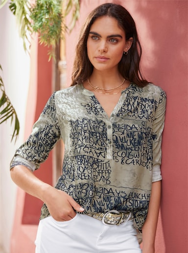 heine Blouse met print - olijf/zand bedrukt