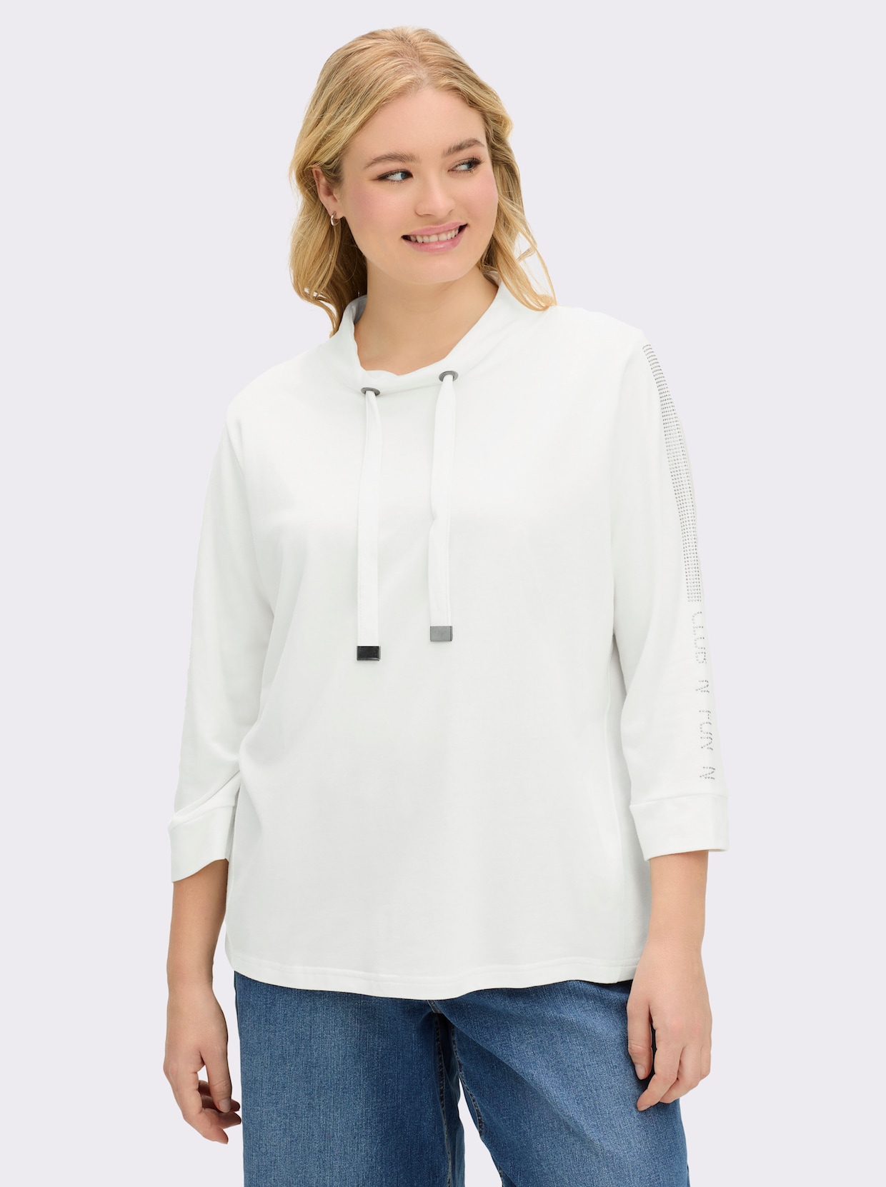 Sweatshirt mit Schriftzug - ecru