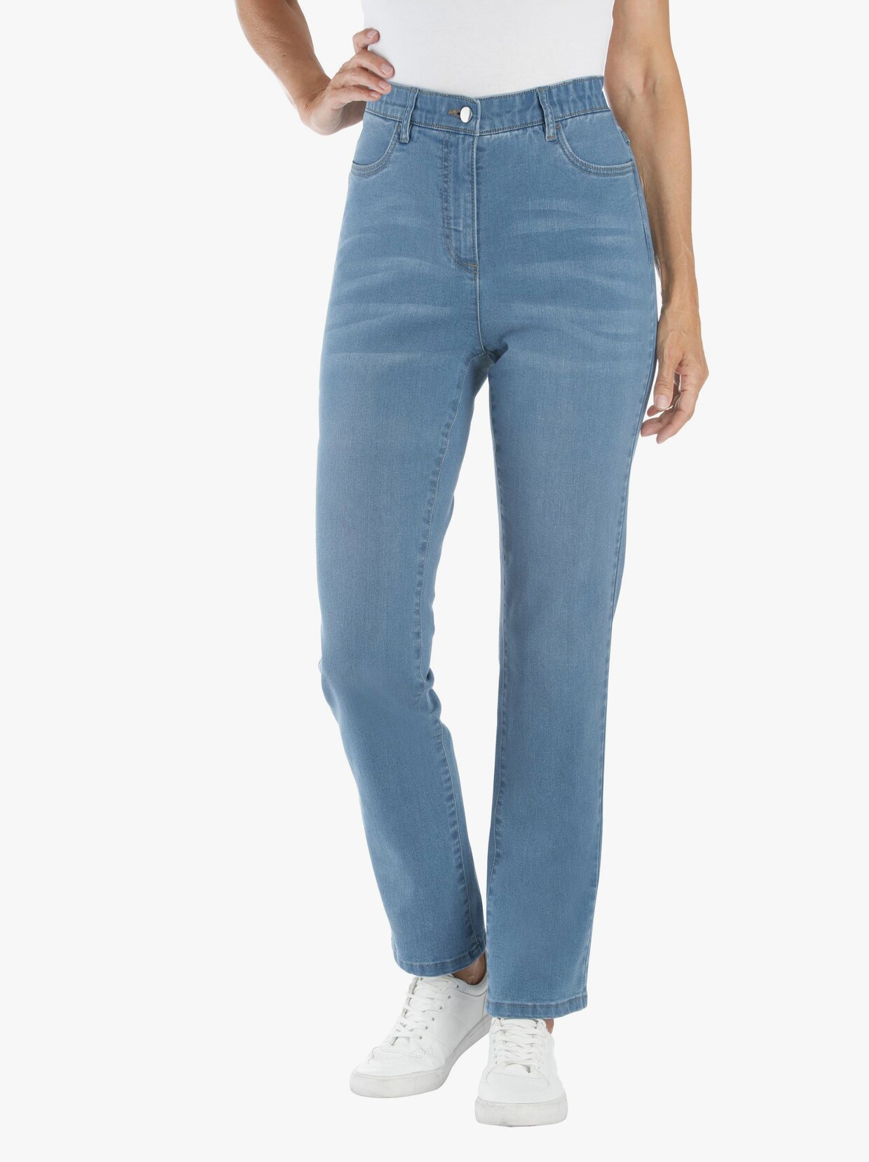 High waist jeans - blue-bleached