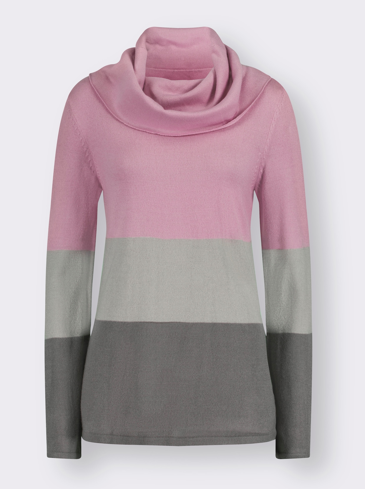 Rollkragenpullover - rosé-gestreift