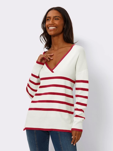 heine Gestreepte pullover - rood/ecru gestreept