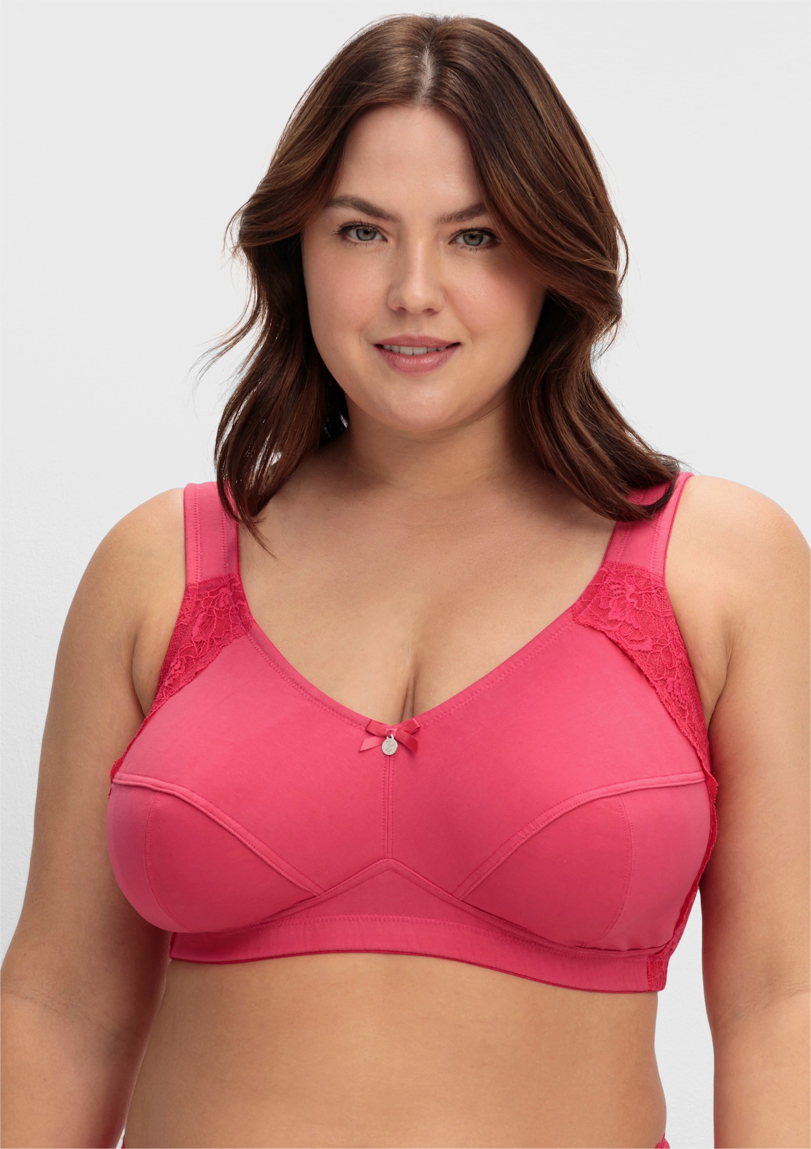 sheego Bügelloser BH mit Spitzenbesatz - orchidee