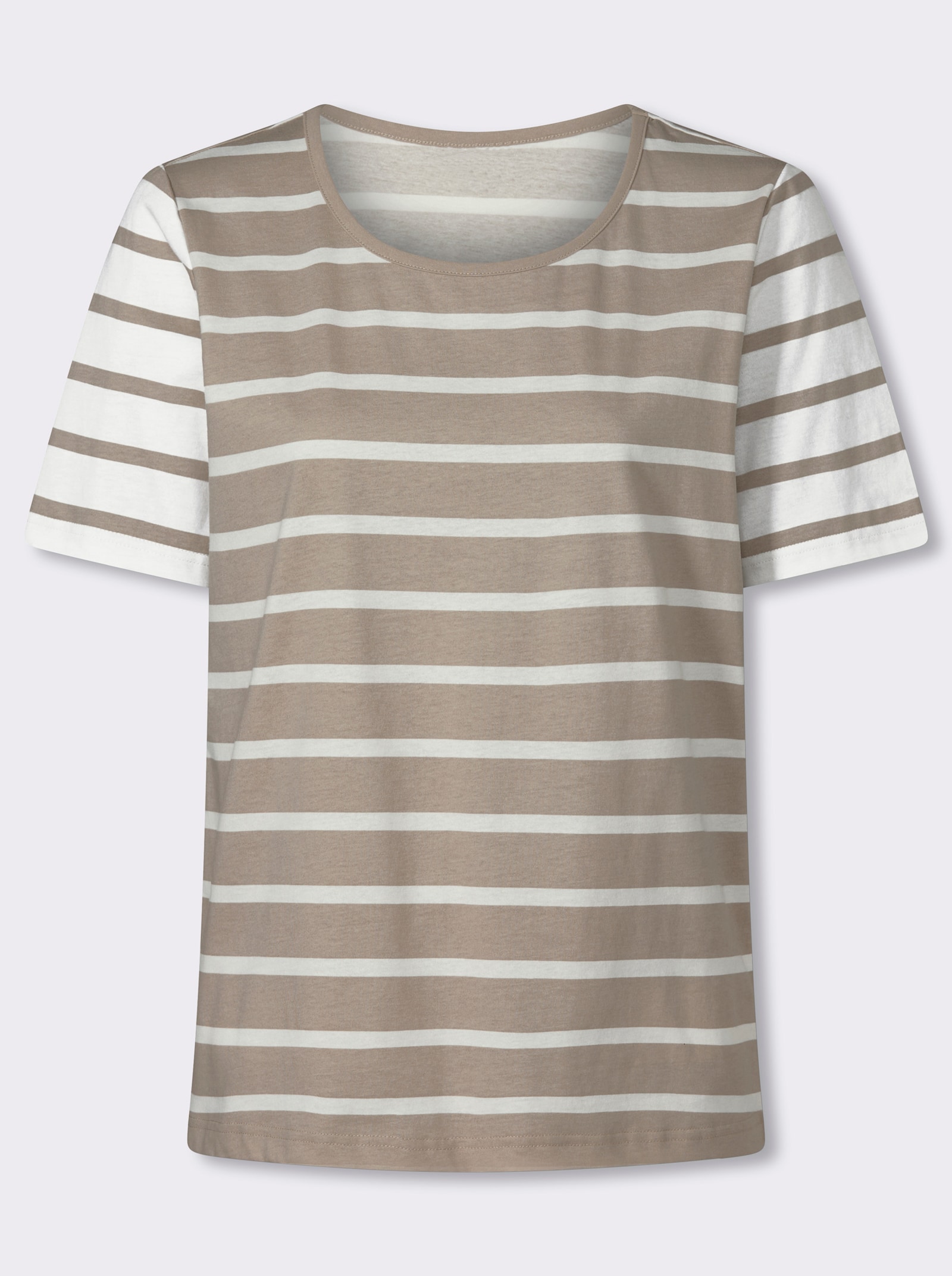 Kurzarmshirt mit Ringel-Muster - sesam-ecru-geringelt