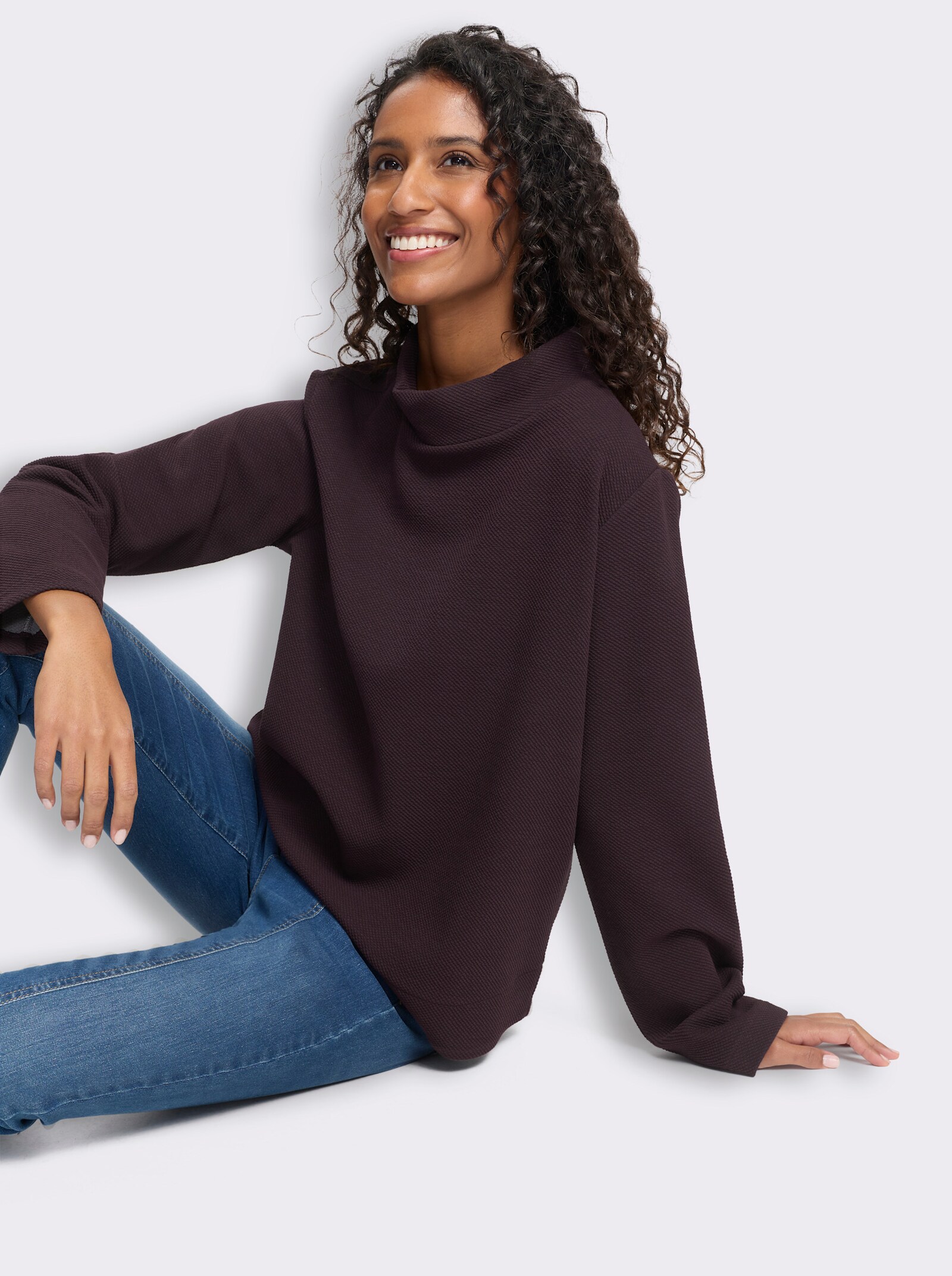 heine Sweatshirt in Melange-Optik - burgund