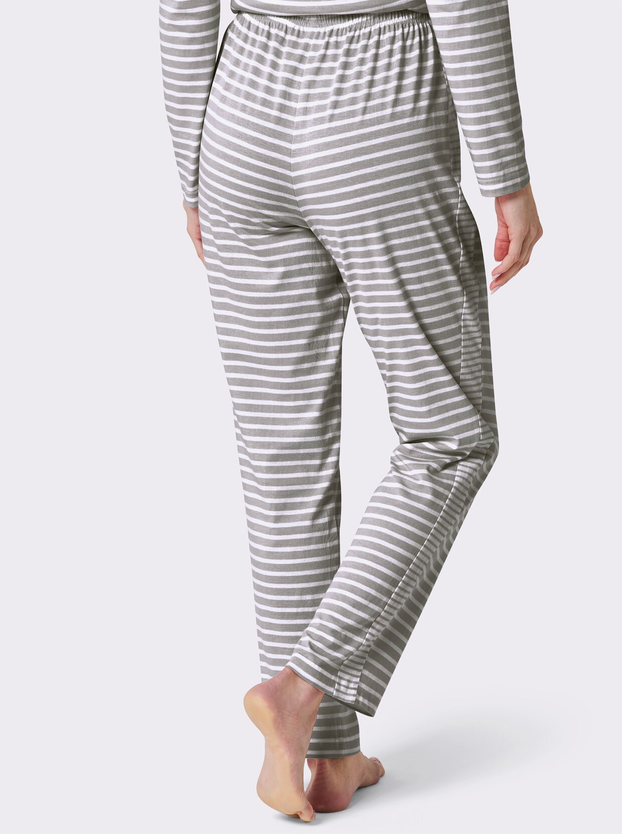 wäschepur Schlafanzug-Hose - steingrau-weiß-geringelt