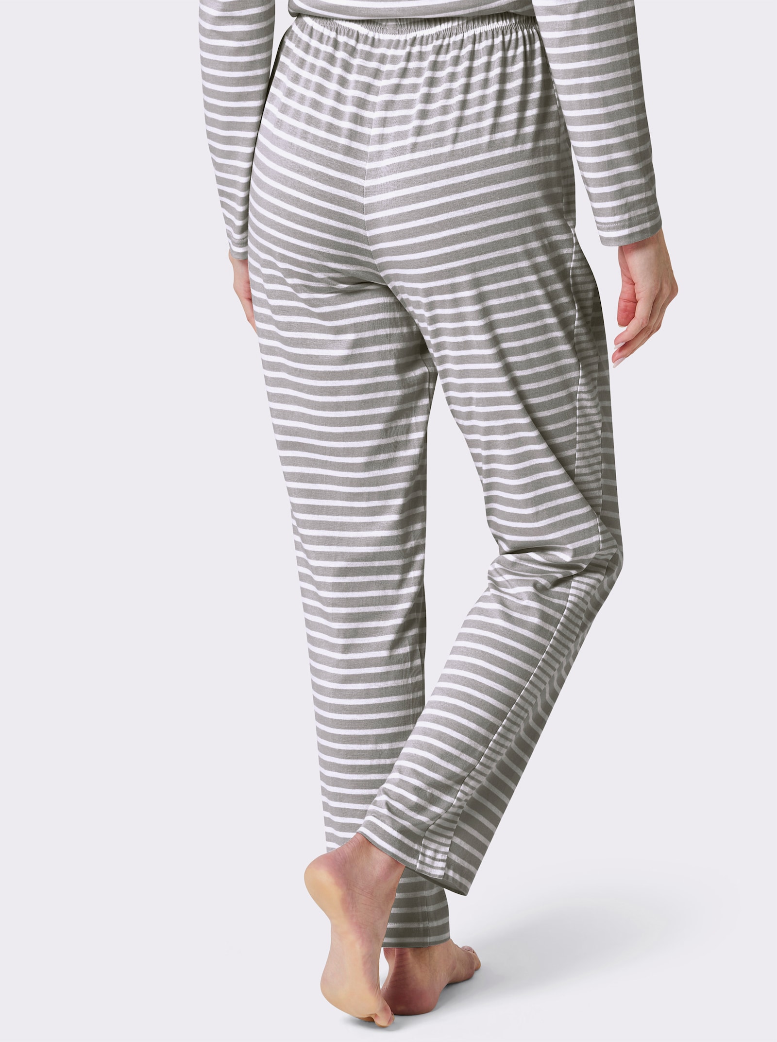 wäschepur Schlafanzug-Hose - steingrau-weiß-geringelt